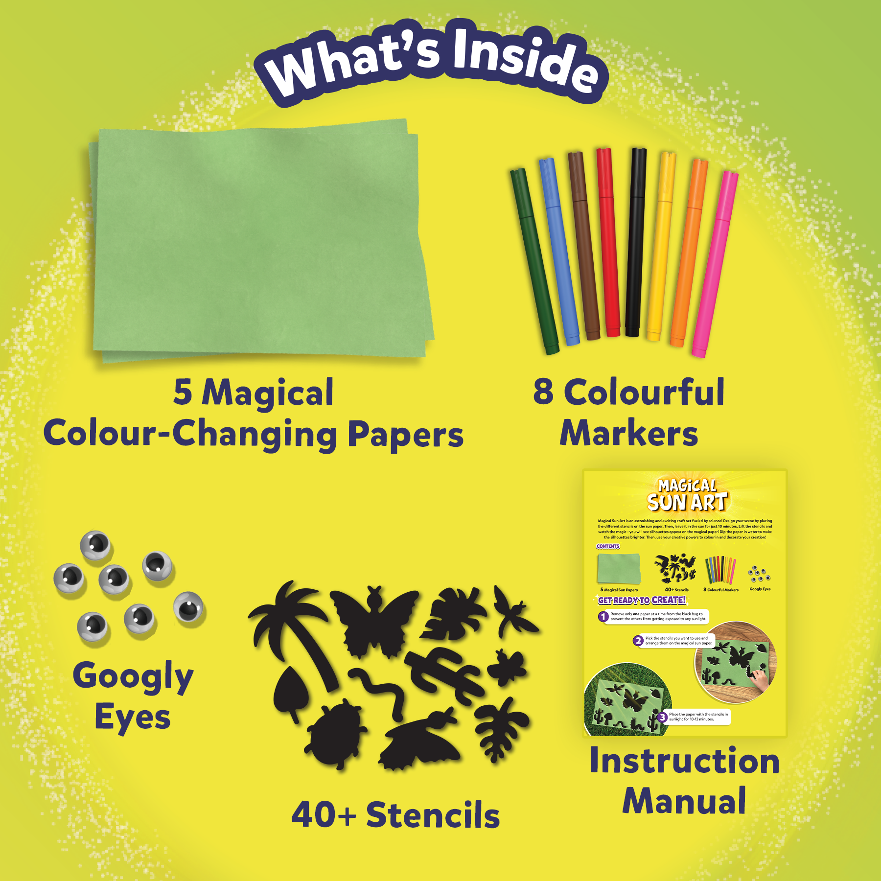 Skillmatics Sun Paper Art Kit - Nature, DIY Craft Kits & Supplies, STEM Toys, Mess-Free Creative Fun for Kids, Colouring, Painting, Gifts for Girls & Boys Ages 4, 5, 6, 7, 8, 9, 10, 11, 12