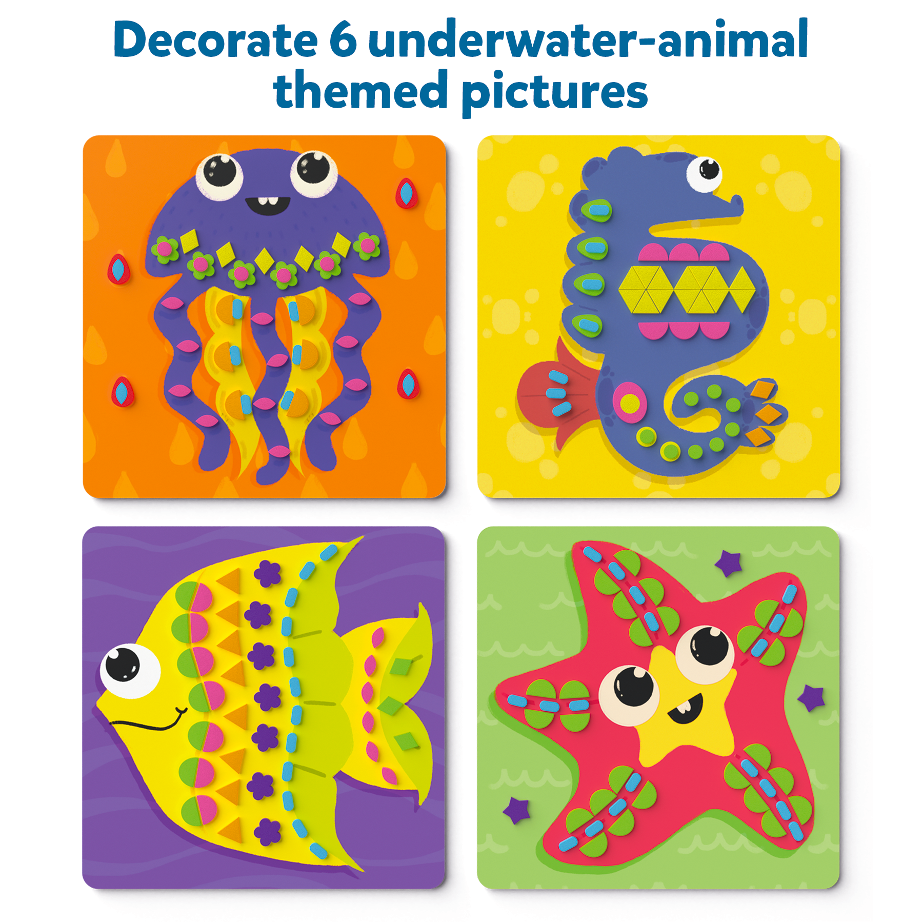 Skillmatics Art Activity - Fun With Foam, No Mess Sticker Art, 6 Creative Underwater Animal Themed Pictures, Gifts For Ages 3 To 7
