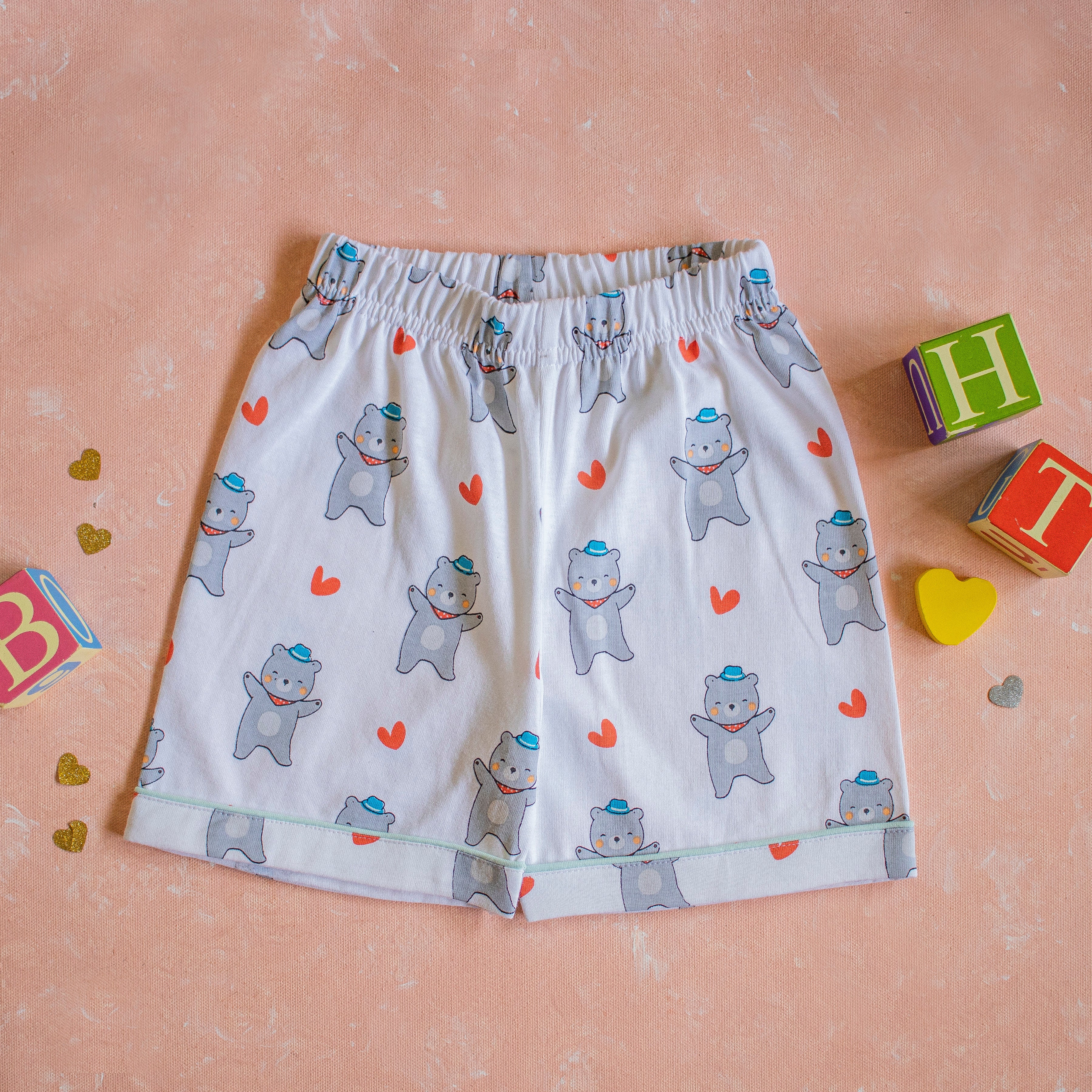 Snuggly Monkey Happy Bear Dancing Print T-Shirt With Shorts