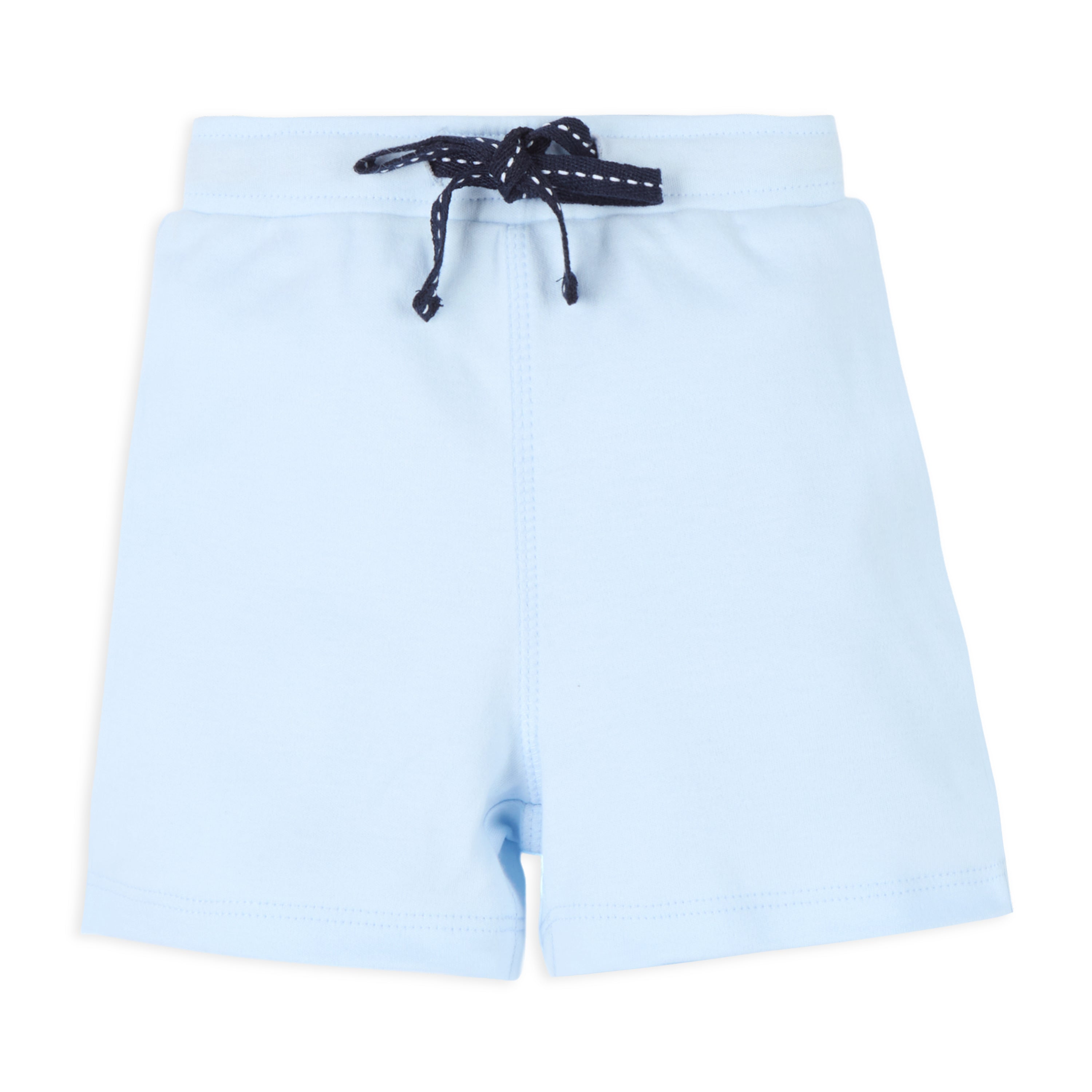 Puff Print Baby Boy Round Neck Tee with Shorts - Baby Blue