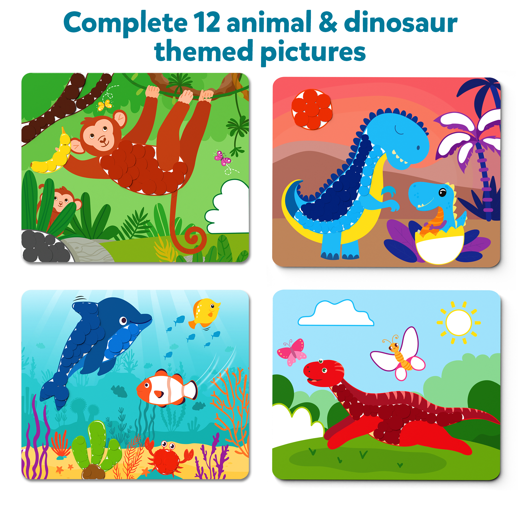 Skillmatics Art Activity : Dot it! Combo Pack - Complete 12 Animal & Dinosaur Themed Pictures