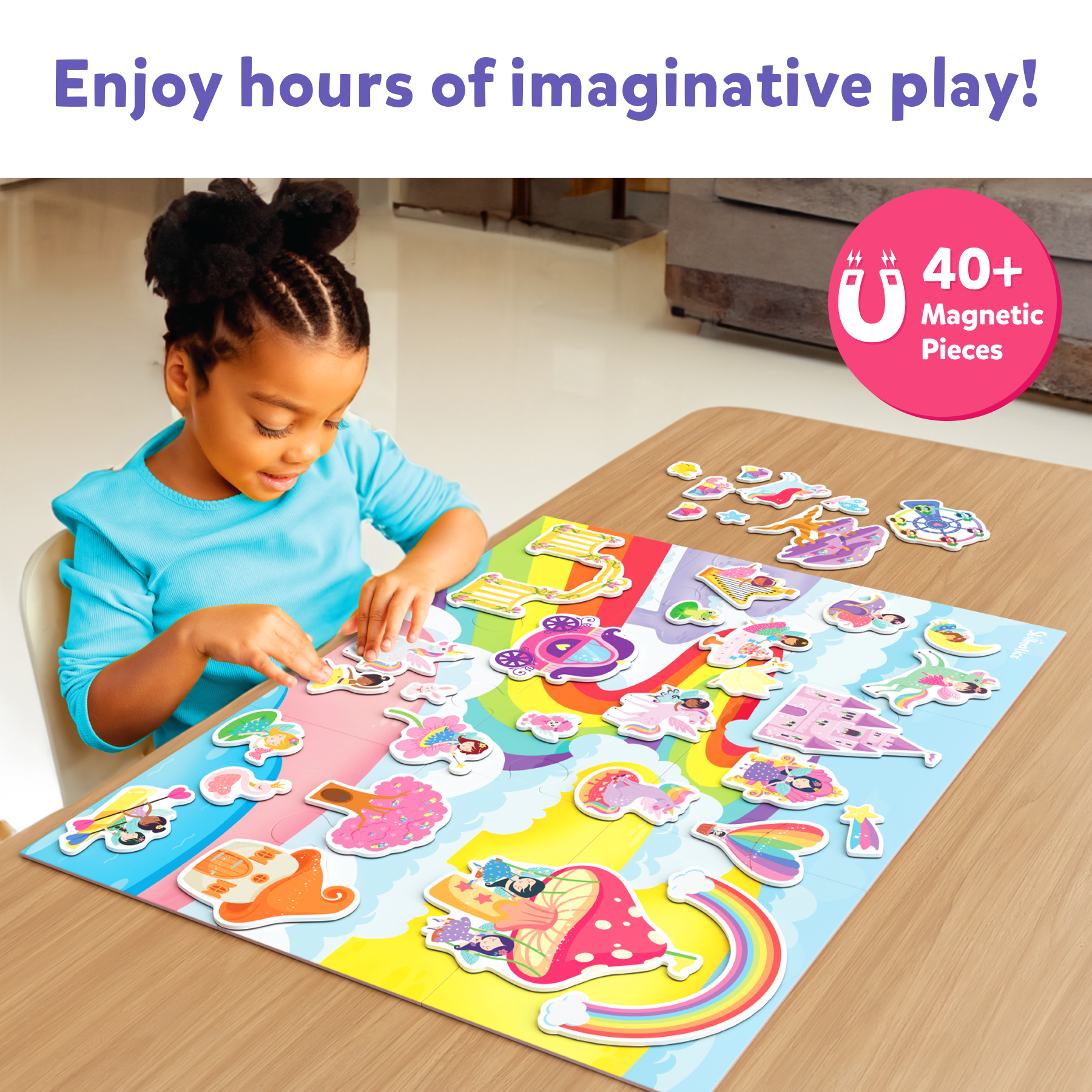 Skillmatics Creative Toy Magnetopia - Princess & Unicorn Land, Interactive Pretend Play Set for Kids, Toddlers, 40+ Magnetic Pieces, Preschool Learning Game, Gifts for Girls & Boys Ages 3, 4, 5, 6, 7