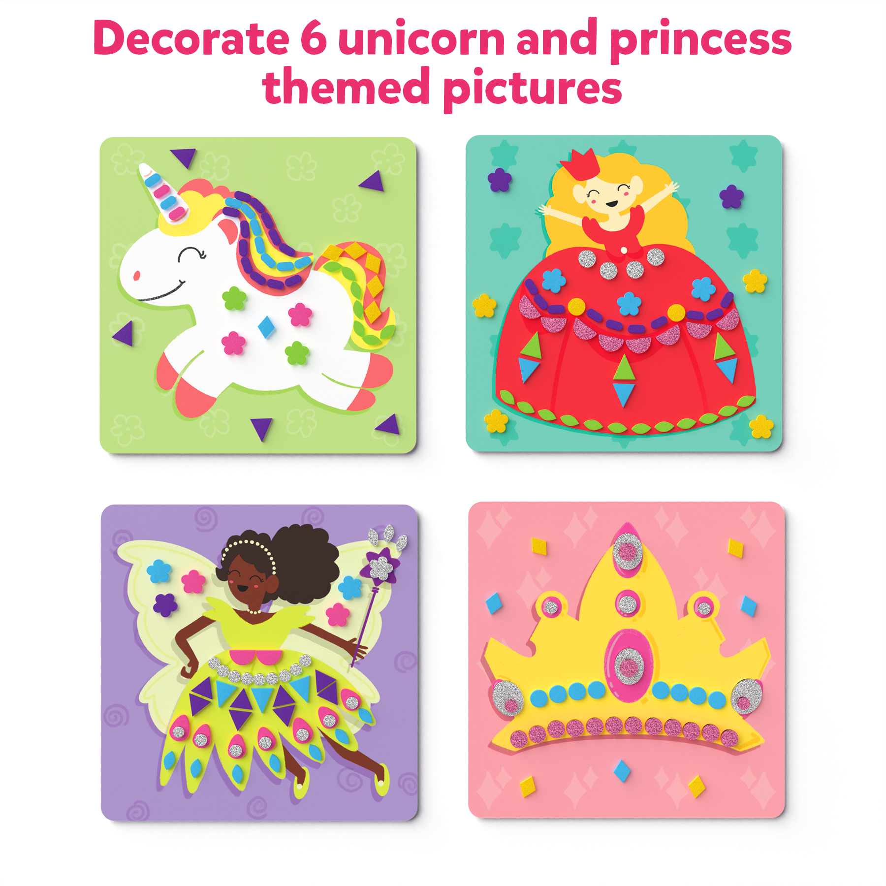 Skillmatics Art Activity - Fun With Foam, No Mess Sticker Art, 6 Unicorn & Princess Themed Pictures, Gifts For Ages 3 To 7