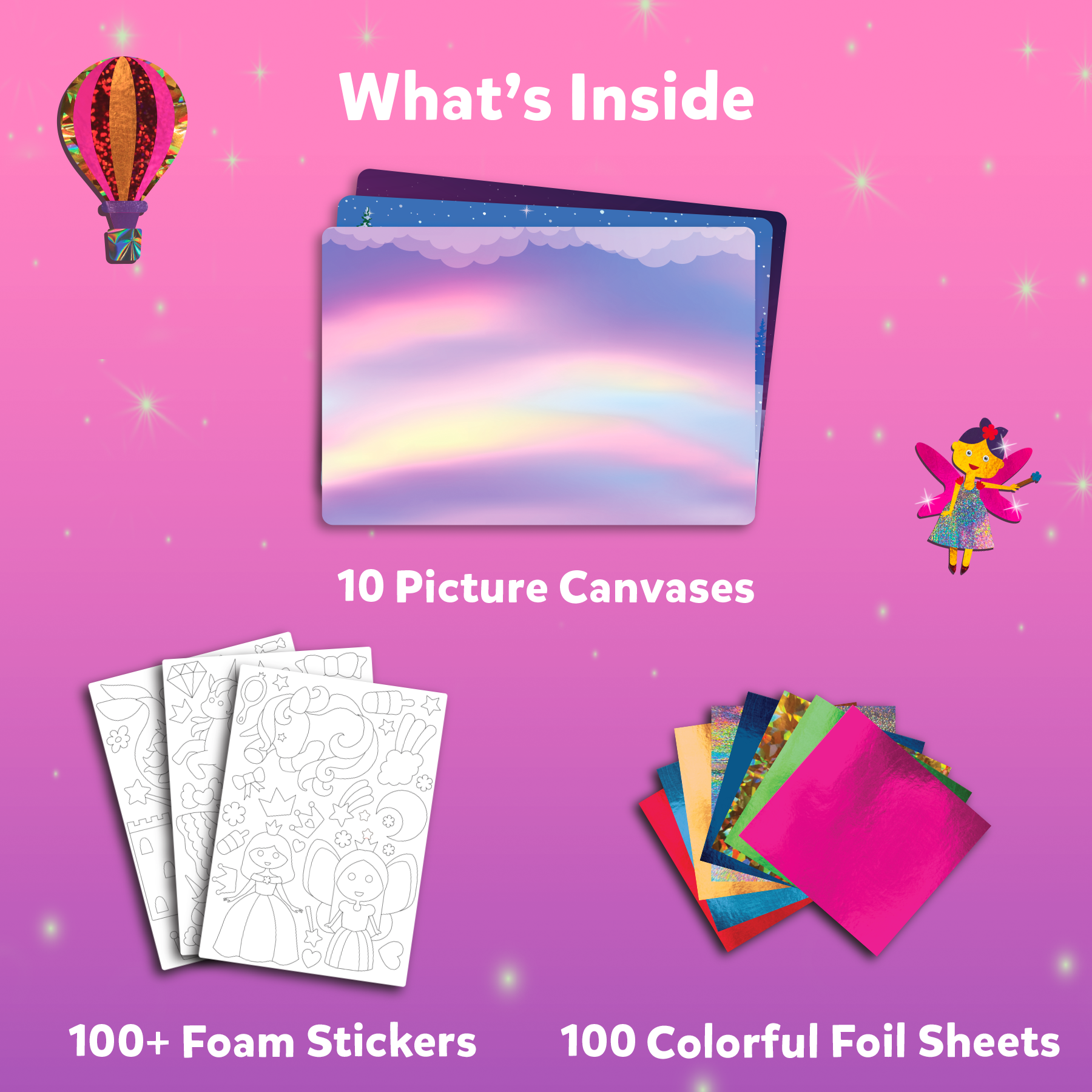 Skillmatics Art & Craft Activity - Foil Fun, No Mess Art, 10 Unique & Sparkly Unicorn & Princess Themed Pictures, Ages 4 To 9