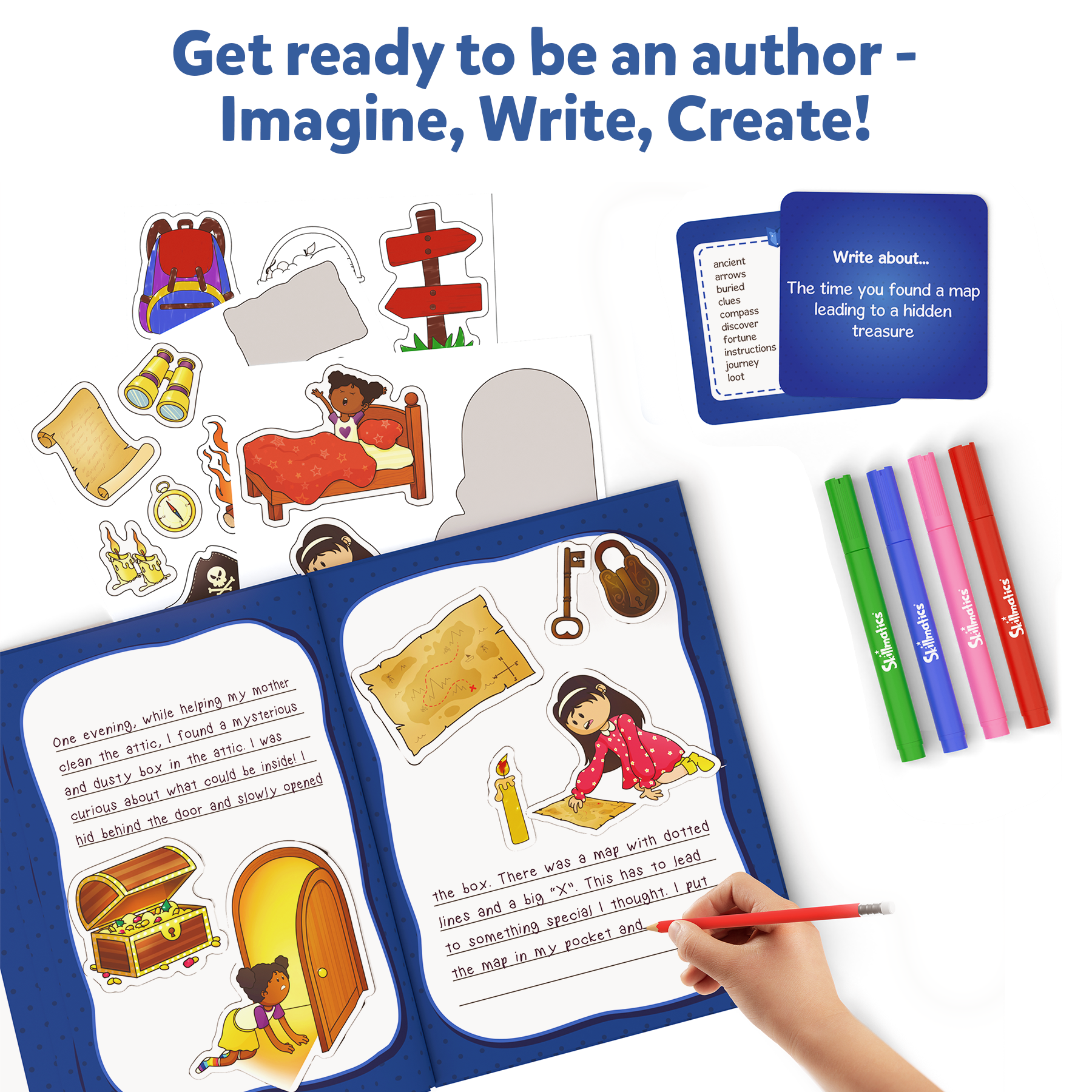 Skillmatics Storybook Art Kit - All My Adventures Art Kit for Kids, Write & Create Storybooks, Creative Activity for Boys & Girls, DIY Kit, 150+ Stickers, Gifts for Ages 5, 6, 7, 8, 9, 10