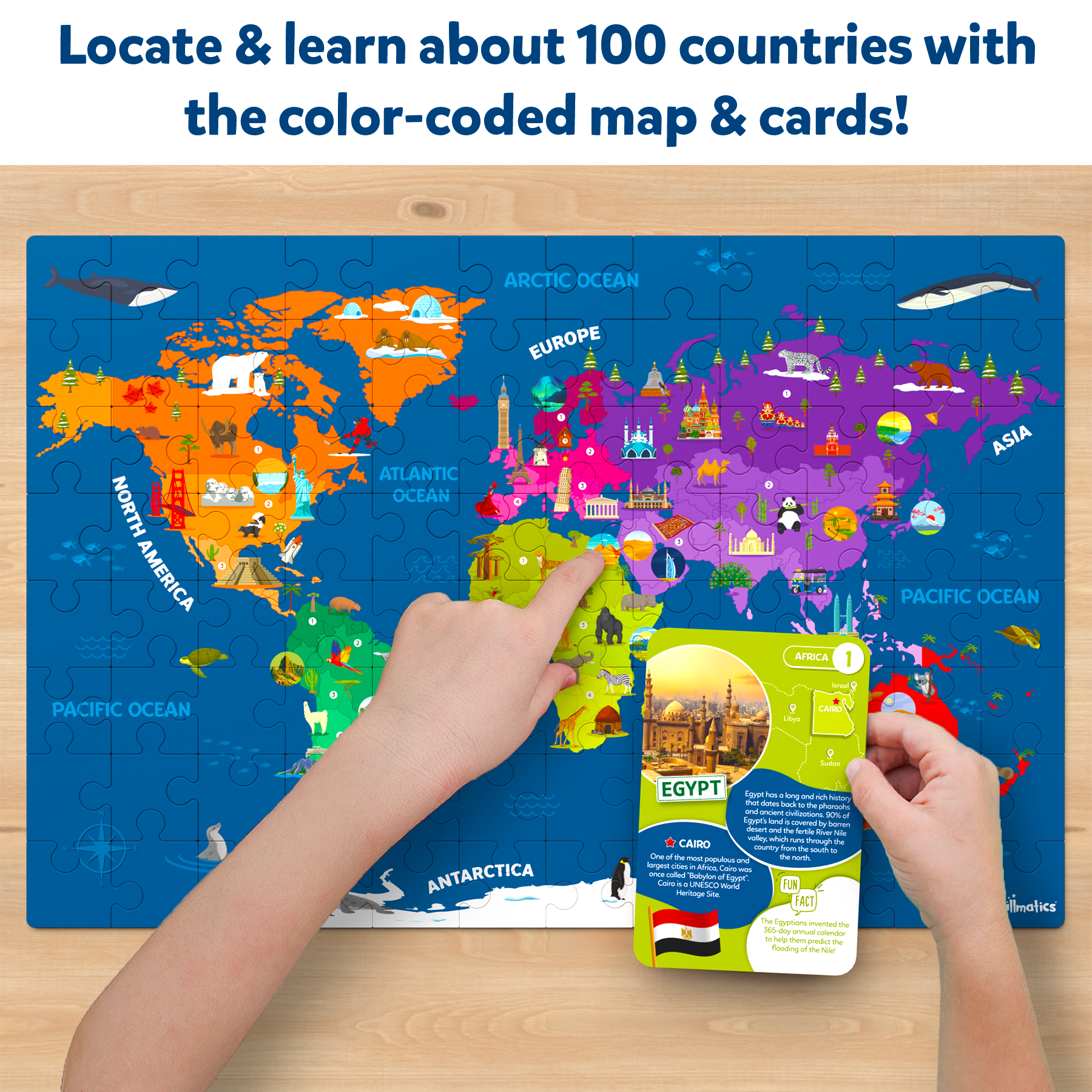 Skillmatics World Map Puzzle - 96 Piece Jigsaw Puzzle, Educational Toy For Learning 400+ Facts About 100 Countries, Gifts For Ages 6 To 12