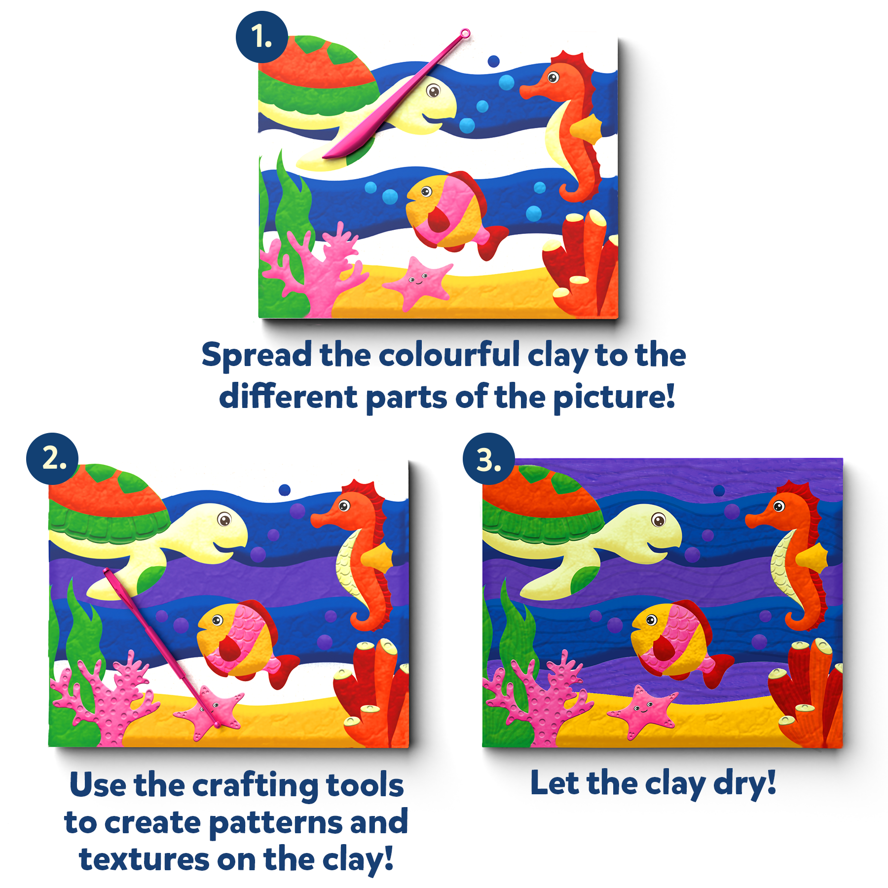 Skillmatics Art & Craft Kit - Colour with Clay, No Mess Art, Create a Clay Canvas of Under The Ocean, Gifts for Ages 5 to 12