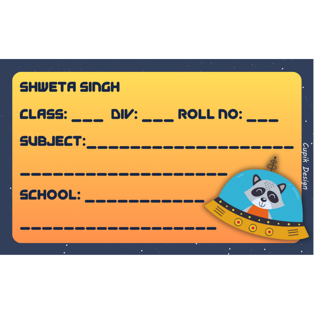 Astro Animals School Book Labels