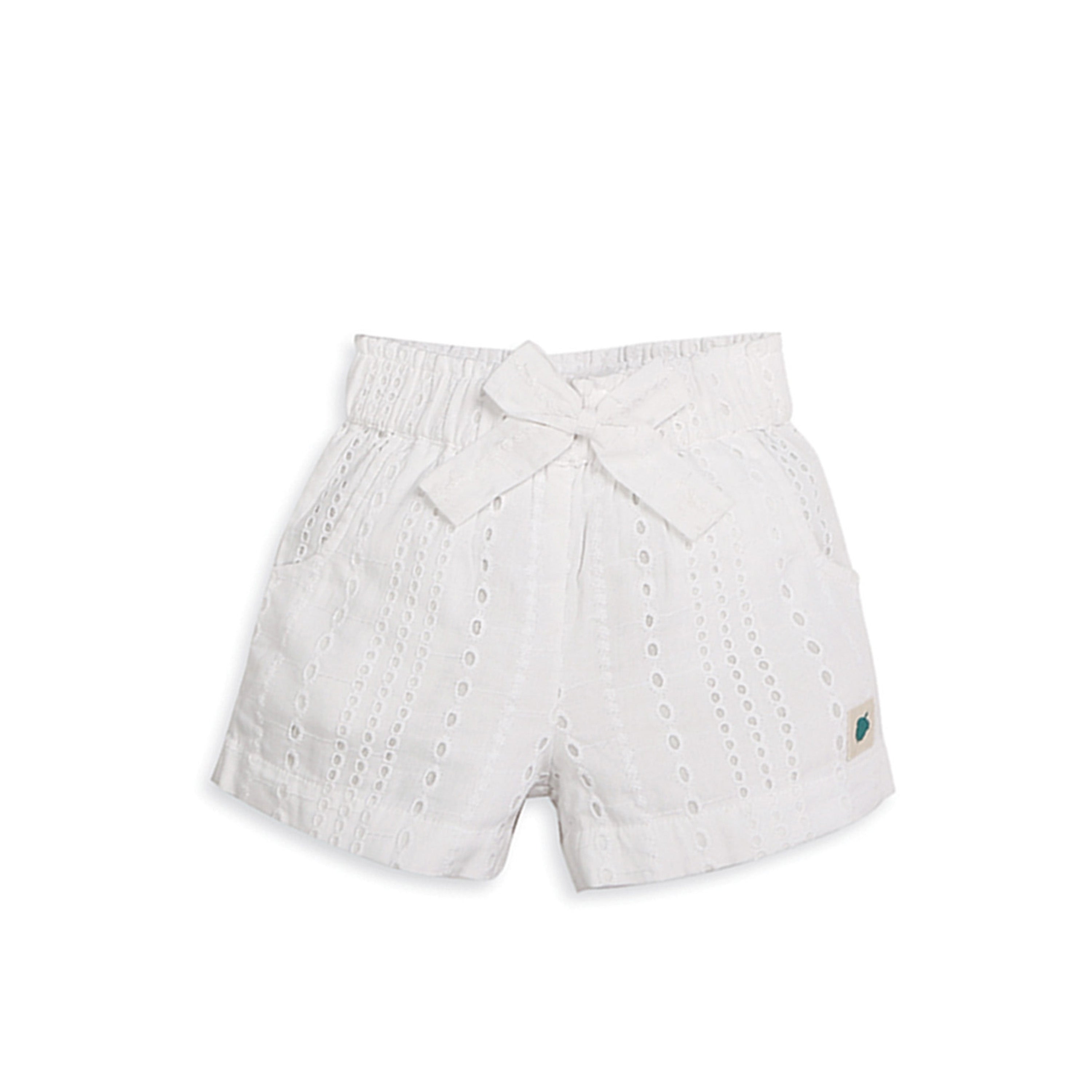 Pure Cotton Lara Sky Oxford Chambray Top with Eyelet Shorts - Blue & White