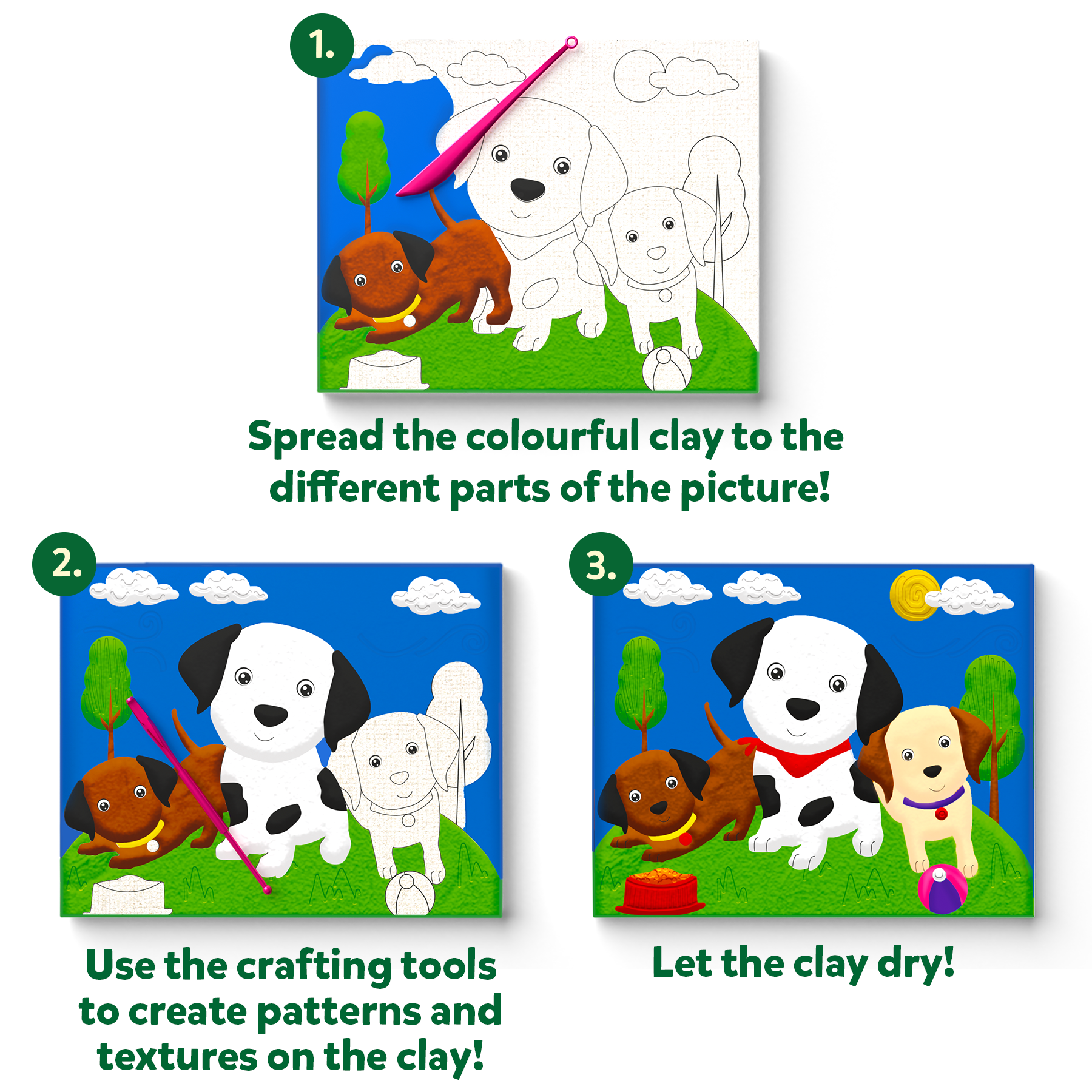 Skillmatics Art & Craft Kit - Colour with Clay, No Mess Art, Create a Clay Canvas Of Pups at The Park, Gifts for Ages 5 to 12