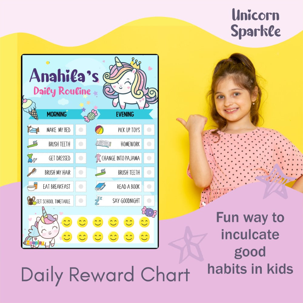Daily Reward Chart Personalised – Unicorn Sparkle