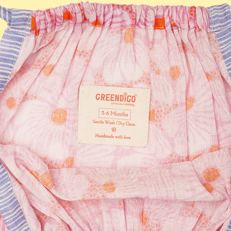 Greendigo Organic Cotton Pack Of 1 Frock For Newborn Baby Girls - Pink