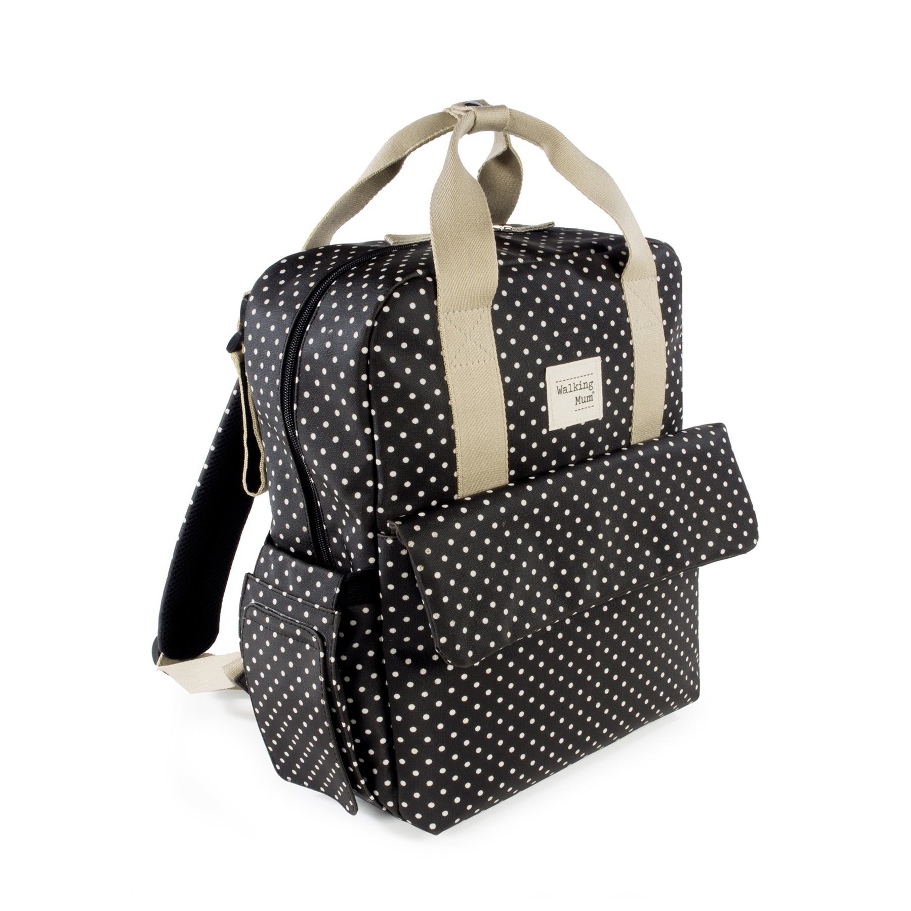 Walking Mum Emily Black Backpack Diaper Changing Bag
