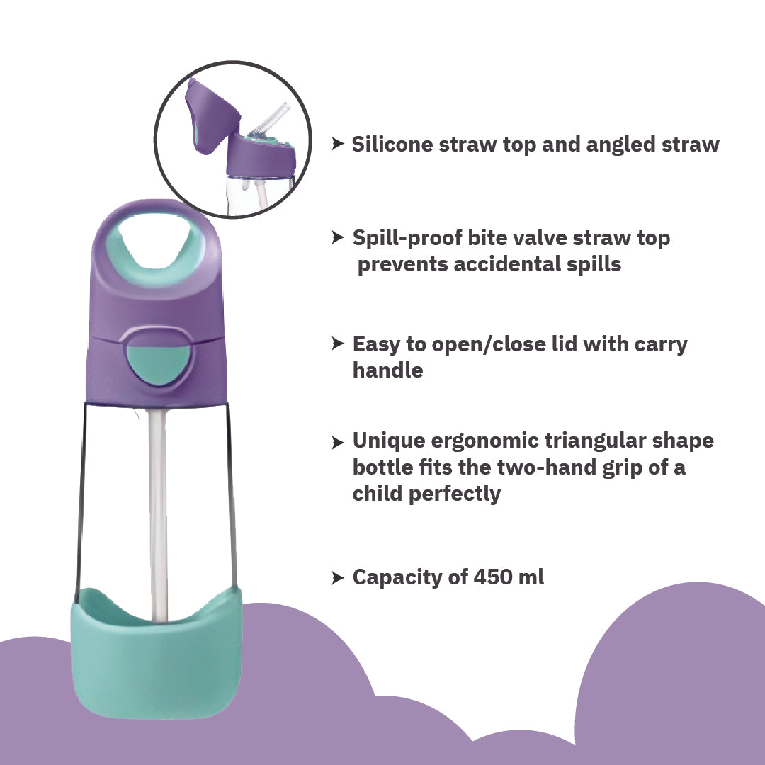 b.box Tritan straw Drink Bottle450ml Lilac Pop Purple