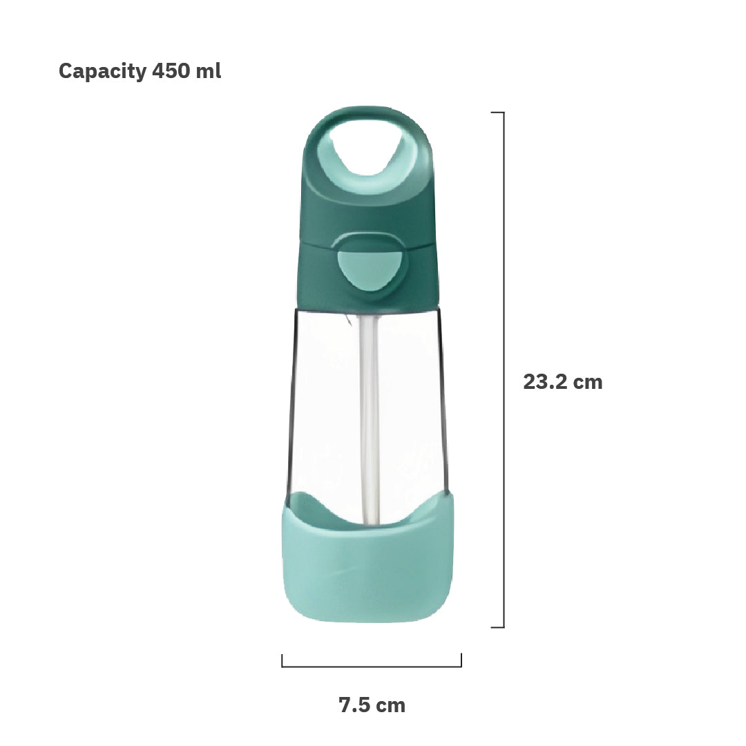 b.box Tritan Straw Drink Bottle450ml  Emerald Forest Green