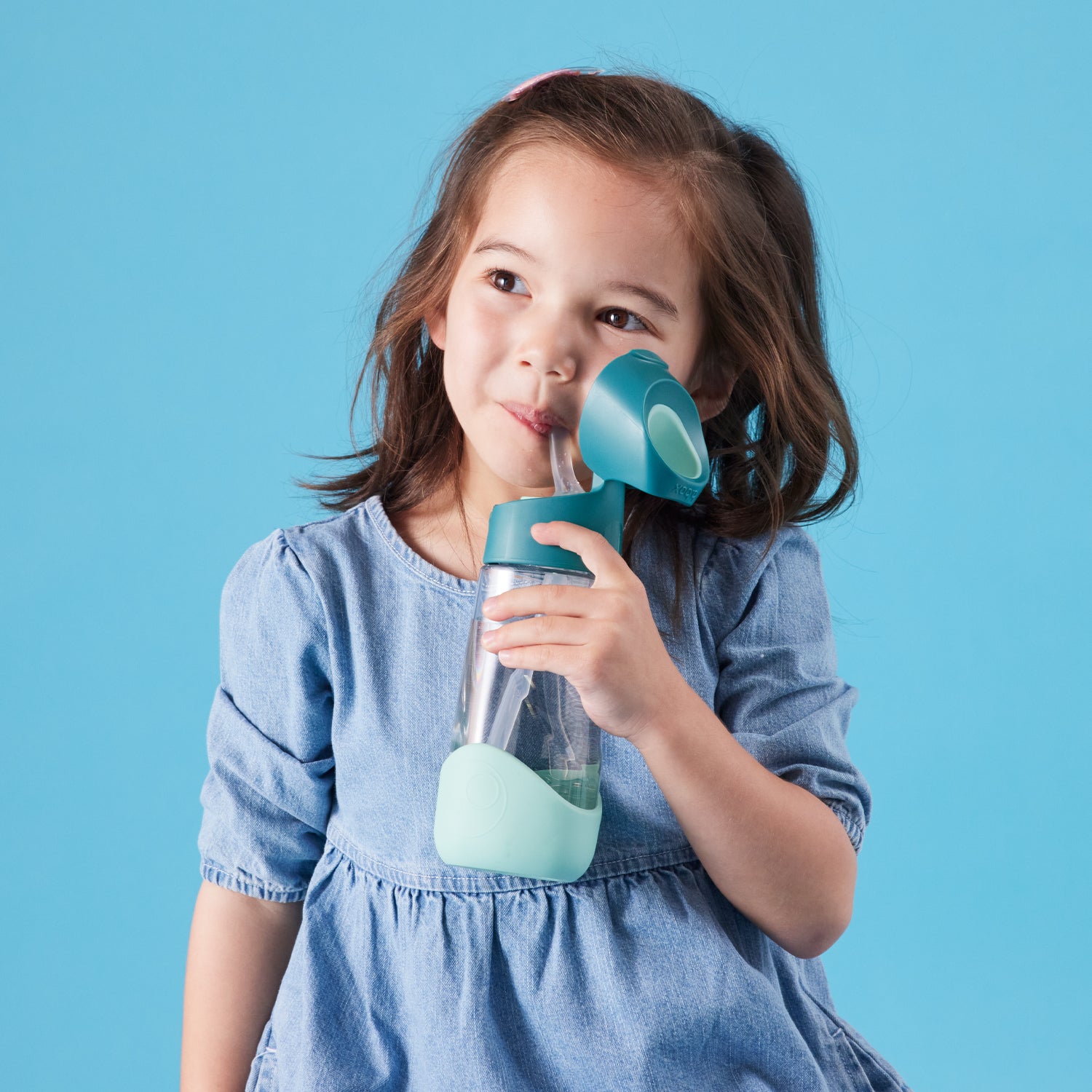 b.box Tritan Straw Drink Bottle450ml  Emerald Forest Green