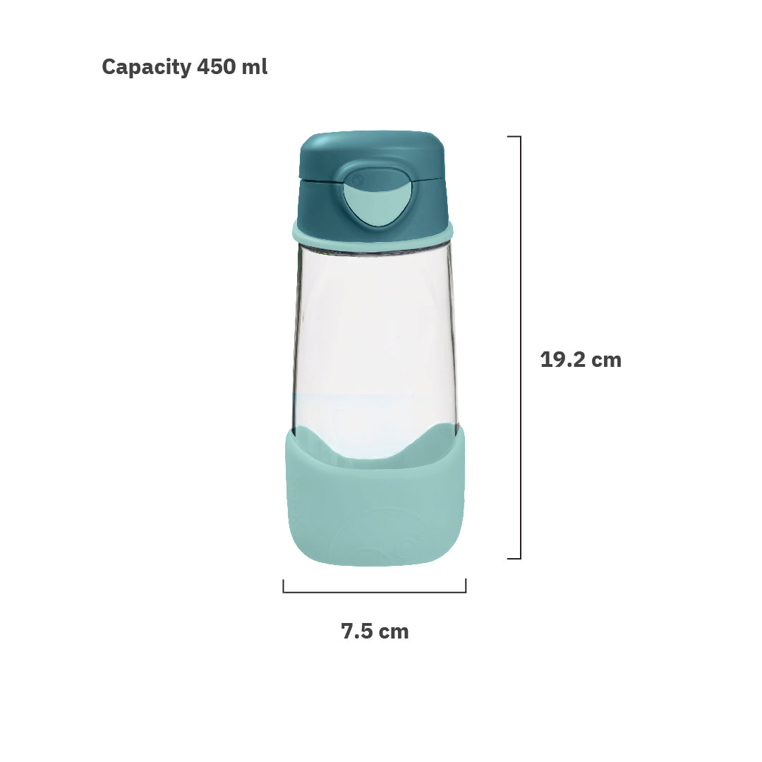b.box Tritan Sport Spout Drink Bottle 450ml Emerald Forest Green