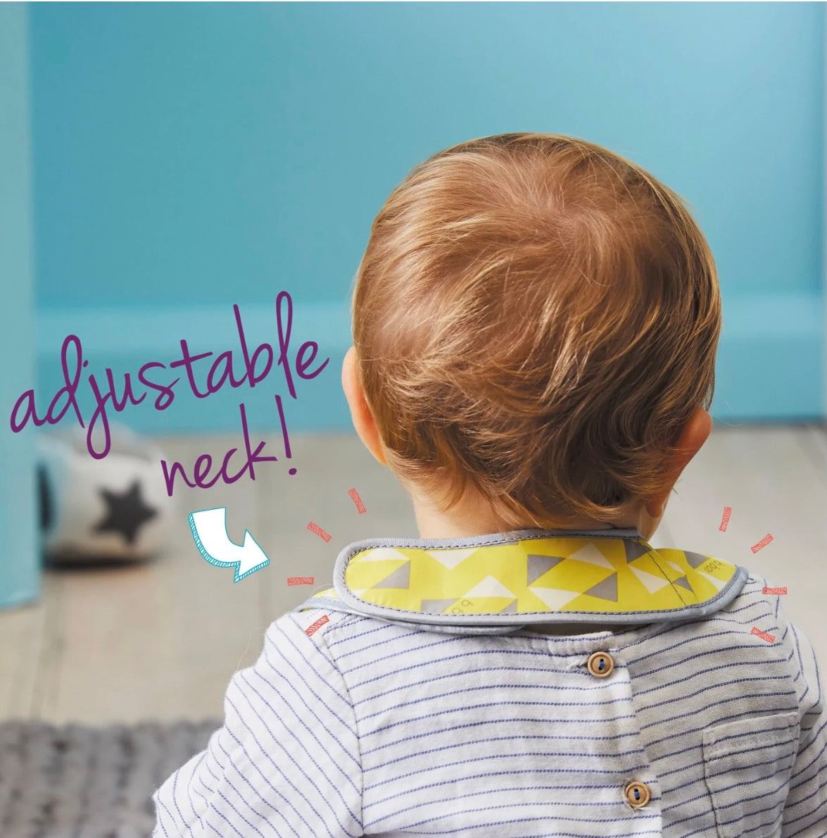 B.Box Travel Bib & Flexible Soft Bite Spoon Set Pine Splice Yellow Grey