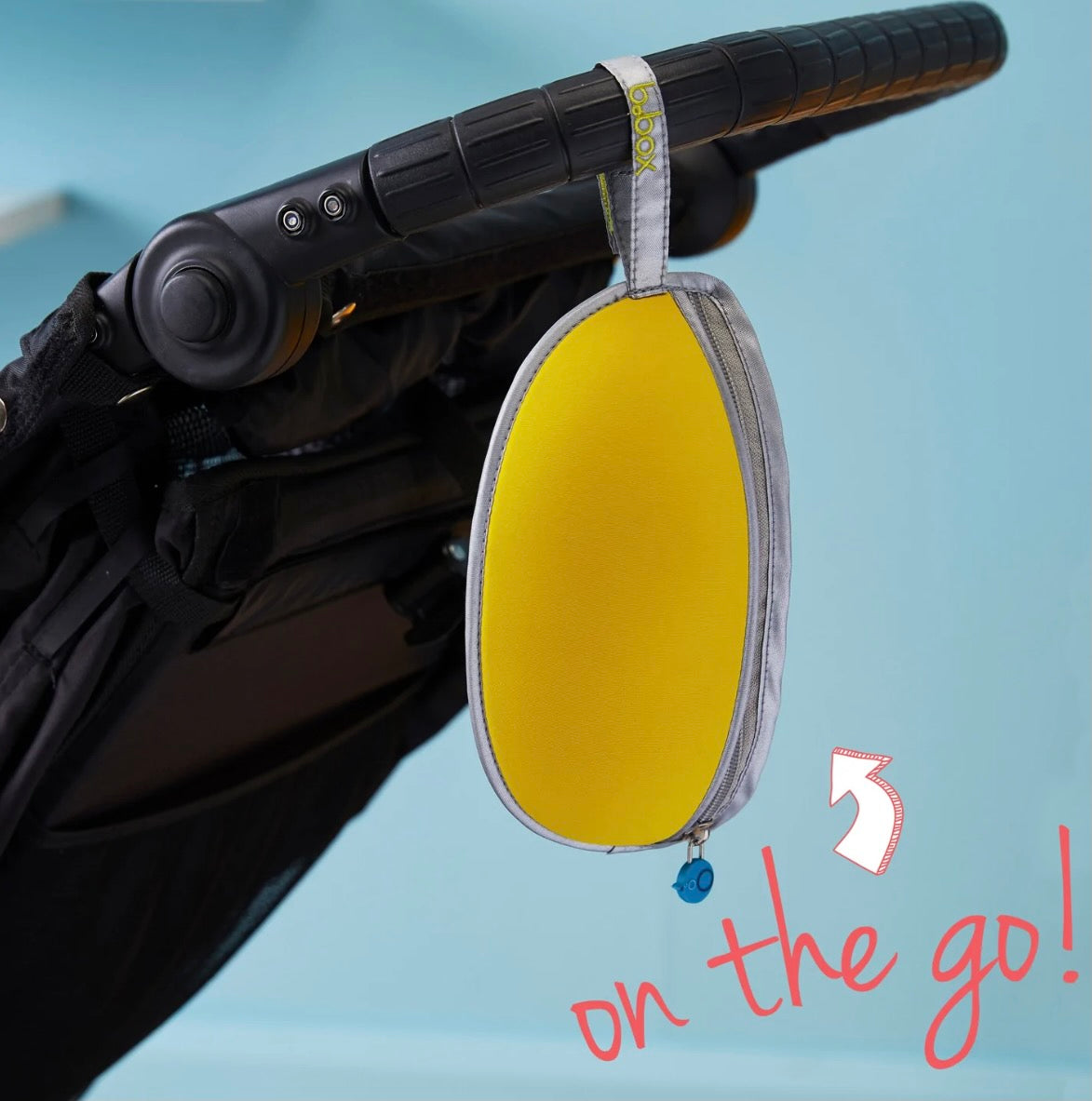 B.Box Travel Bib & Flexible Soft Bite Spoon Set Pine Splice Yellow Grey