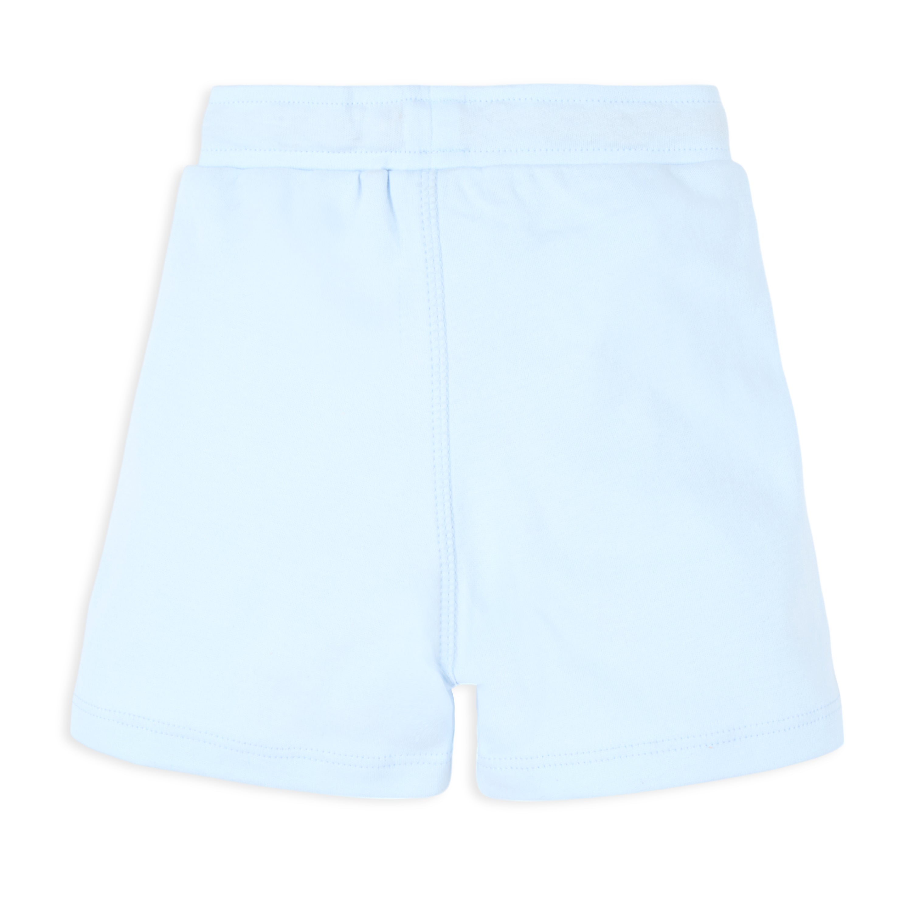 Puff Print Baby Boy Round Neck Tee with Shorts - Baby Blue