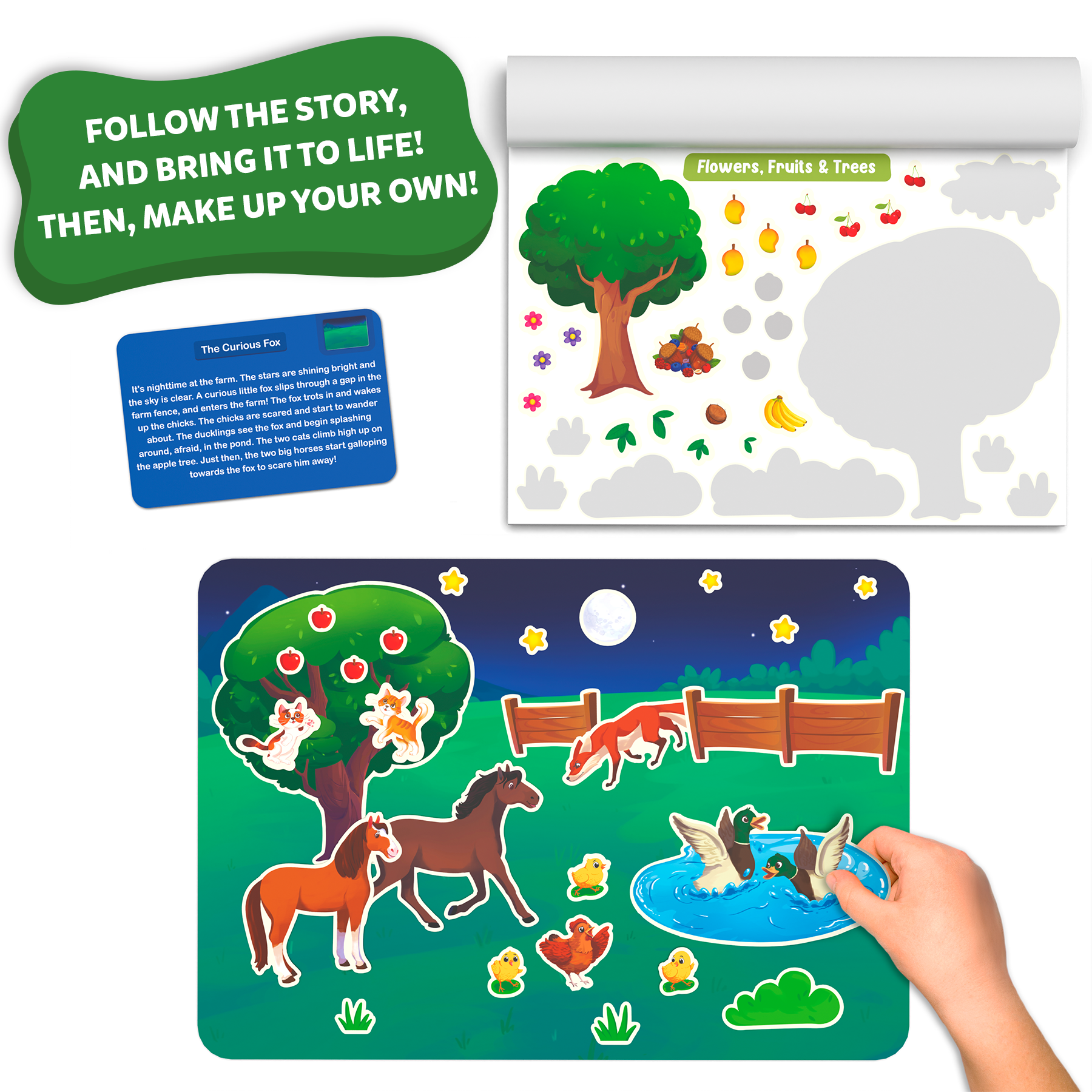 Skillmatics Art & Craft Activity - Sticker Stories Animal Adventures, Reusable Sticker Art, DIY Craft Kits, Creative Storytelling Kit, Educational Toy, Gifts for Ages 3, 4, 5, 6, 7