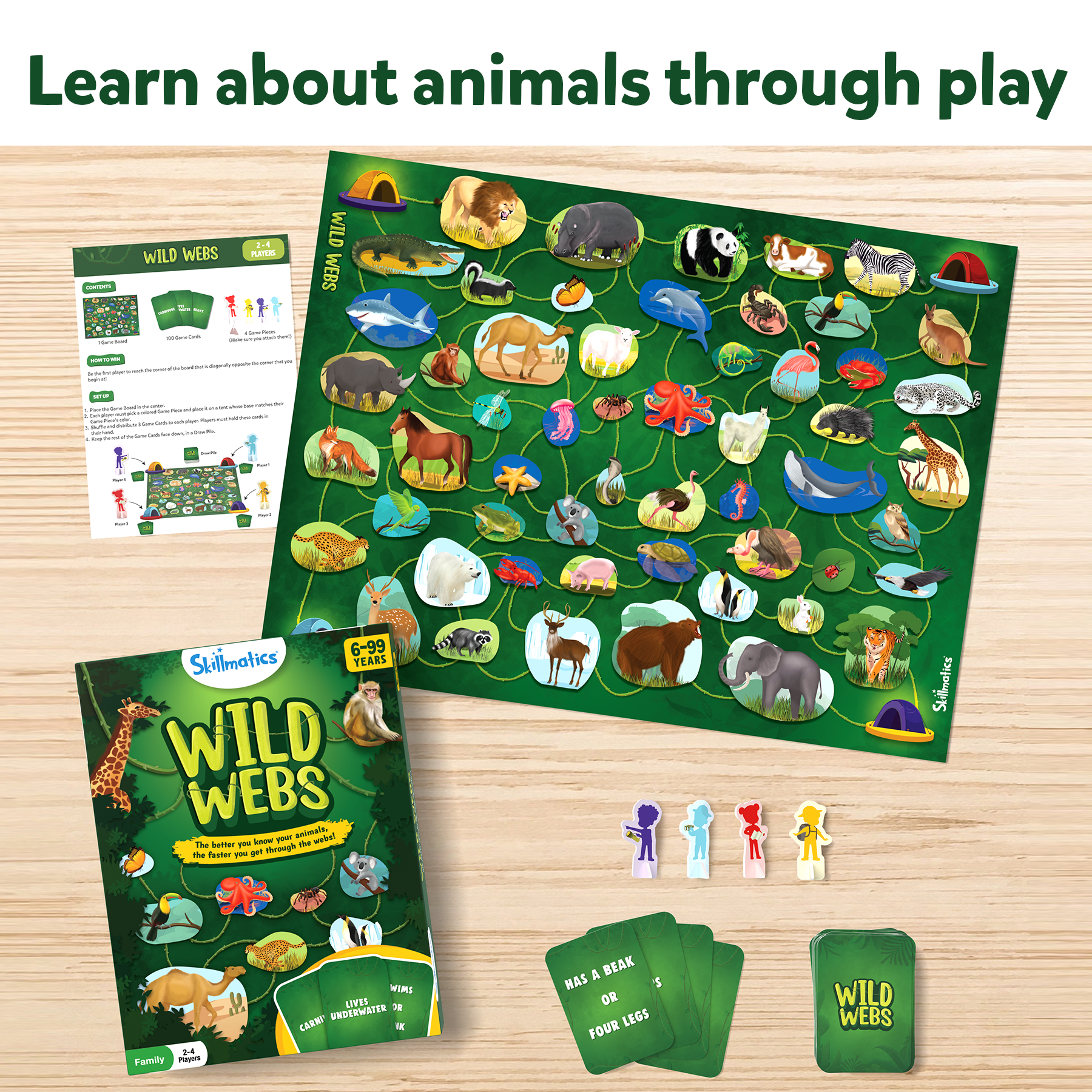 Skillmatics Board Game - Wild Webs, Animal Learning Game, Gifts, Family Friendly Games for Ages 6 and Up