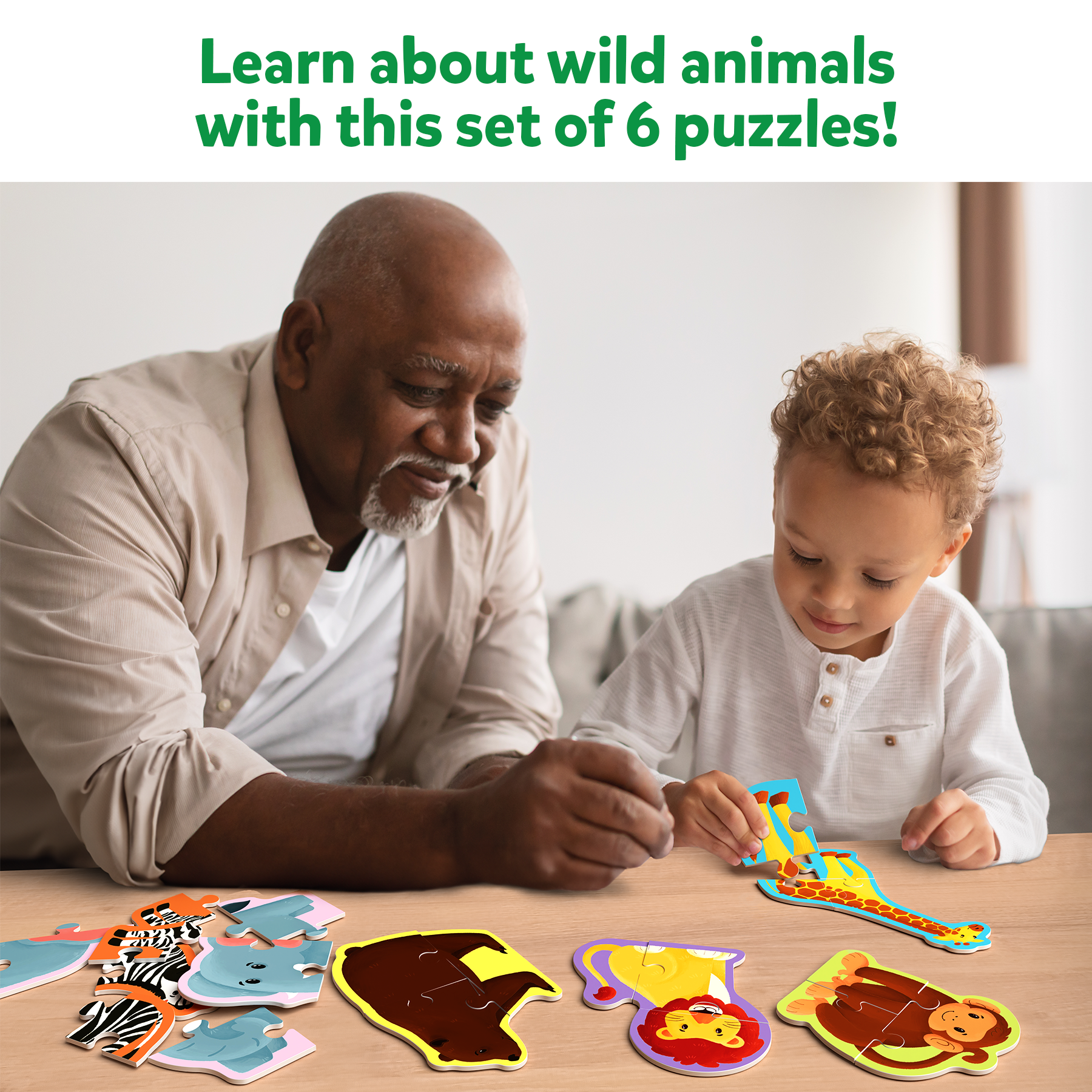 Skillmatics My First Puzzle Set - 21 Piece Wild Animal Jigsaw Puzzles, Educational Toddler Toy, Gifts For Kids Ages 3 To 6