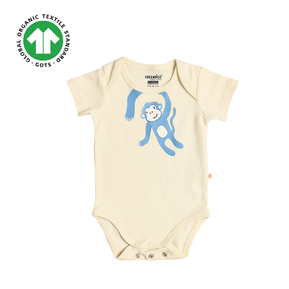 Greendigo 100% Organic Cotton Multicolour Bodysuits For New Born Baby Boys And Baby Girls - Pack Of 3