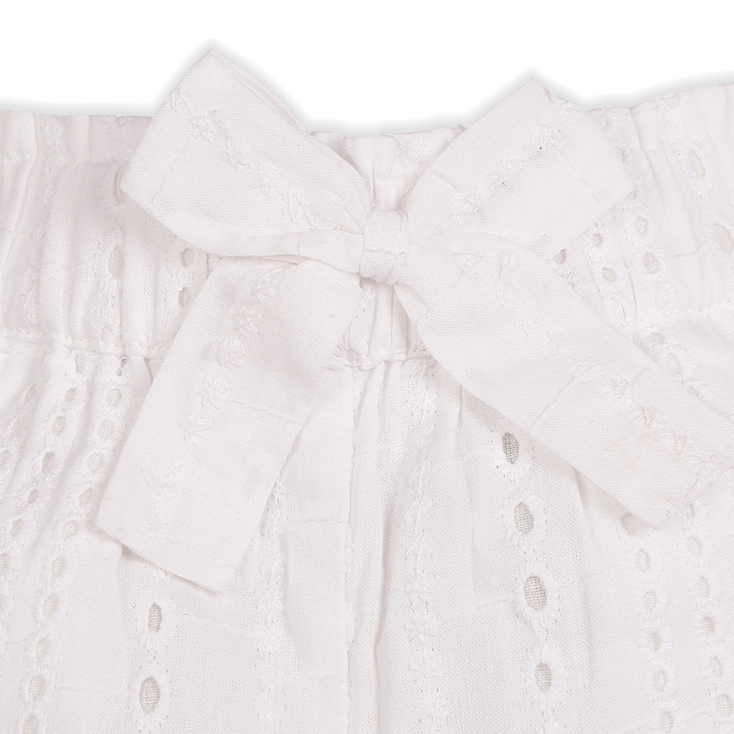 Pure Cotton Lara Sky Oxford Chambray Top with Eyelet Shorts - Blue & White