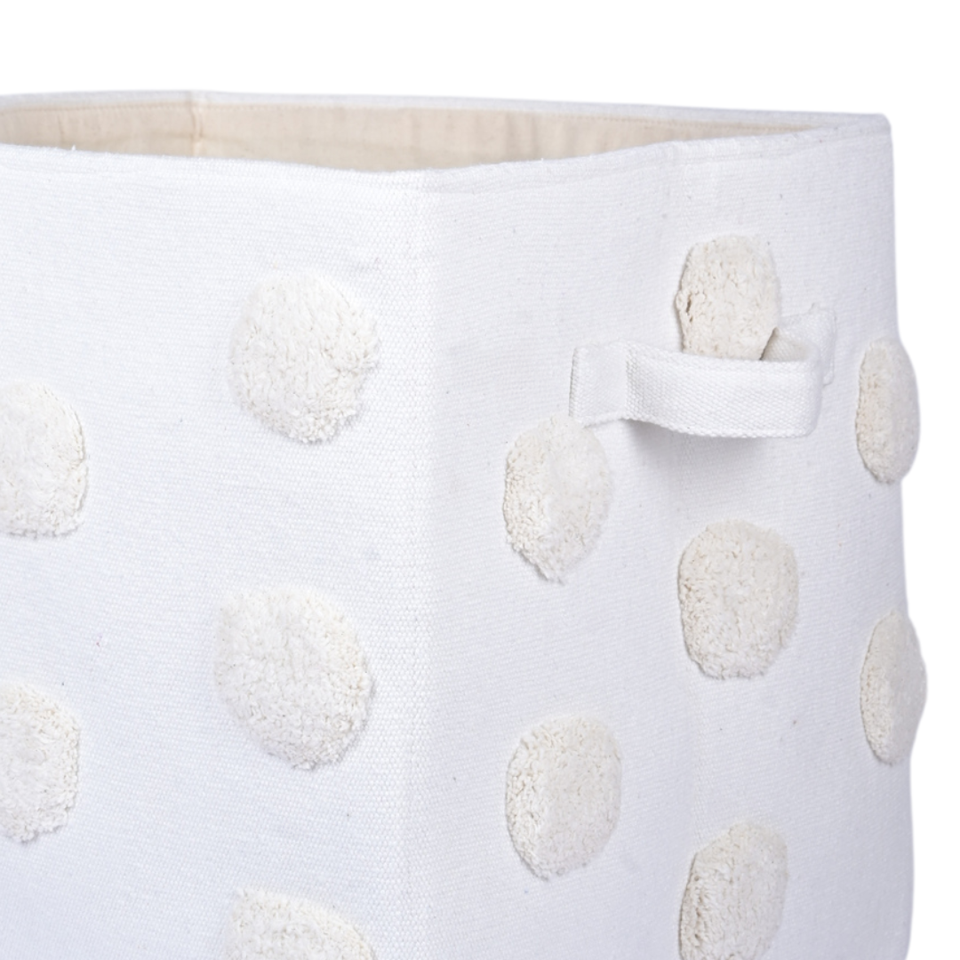 PomPom Large Rectangular Beige Toy Storage Basket