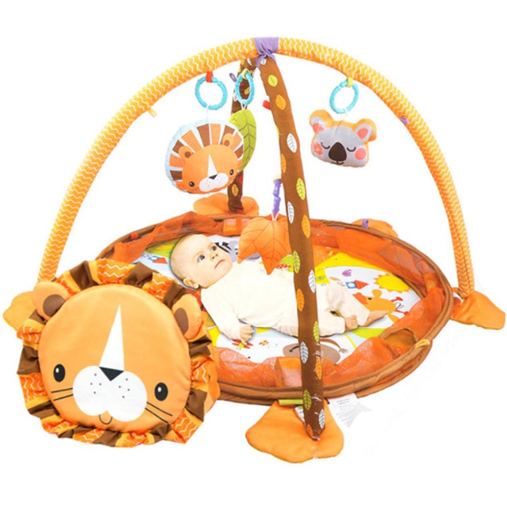 Baby Moo Lion Infant Play Mat Activity Gym With Hanging Toys And Balls - Yellow