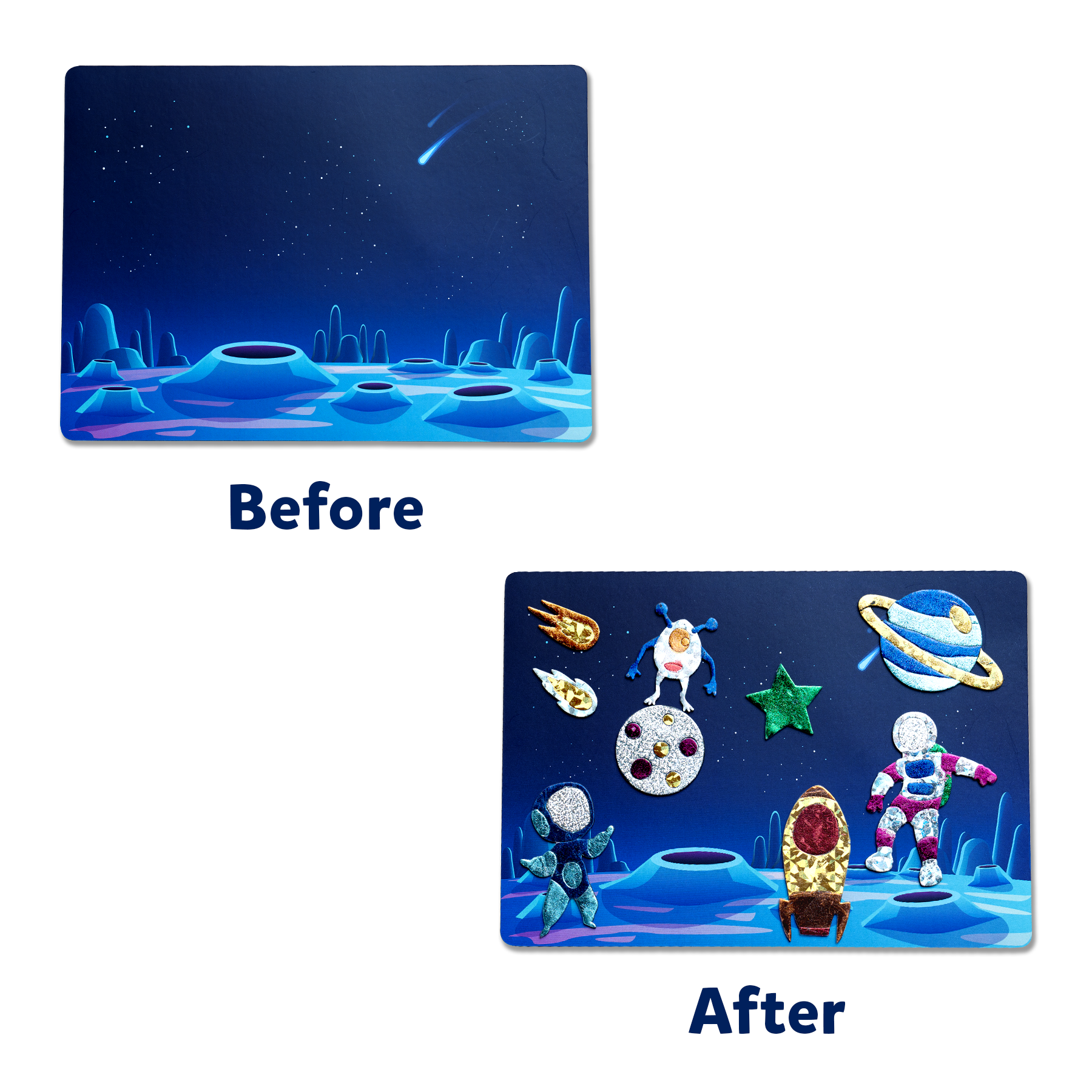 Skillmatics Art & Craft Activity - Foil Fun, No Mess Art, 10 Unique & Sparkly Space Themed Pictures, Ages 4 to 9