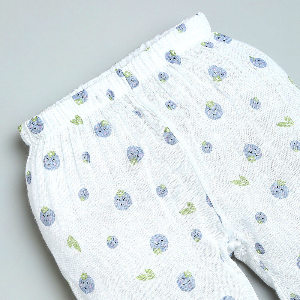 Bamboo Muslin Night Suit - Blueberry
