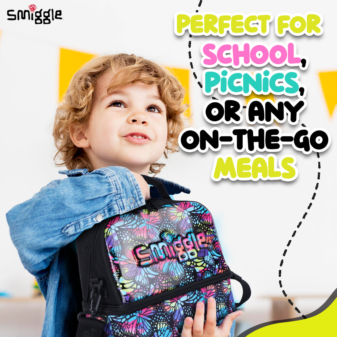 Smiggle Vivid Hardtop Lunchbox (Bag) Black Mix, 3Y+
