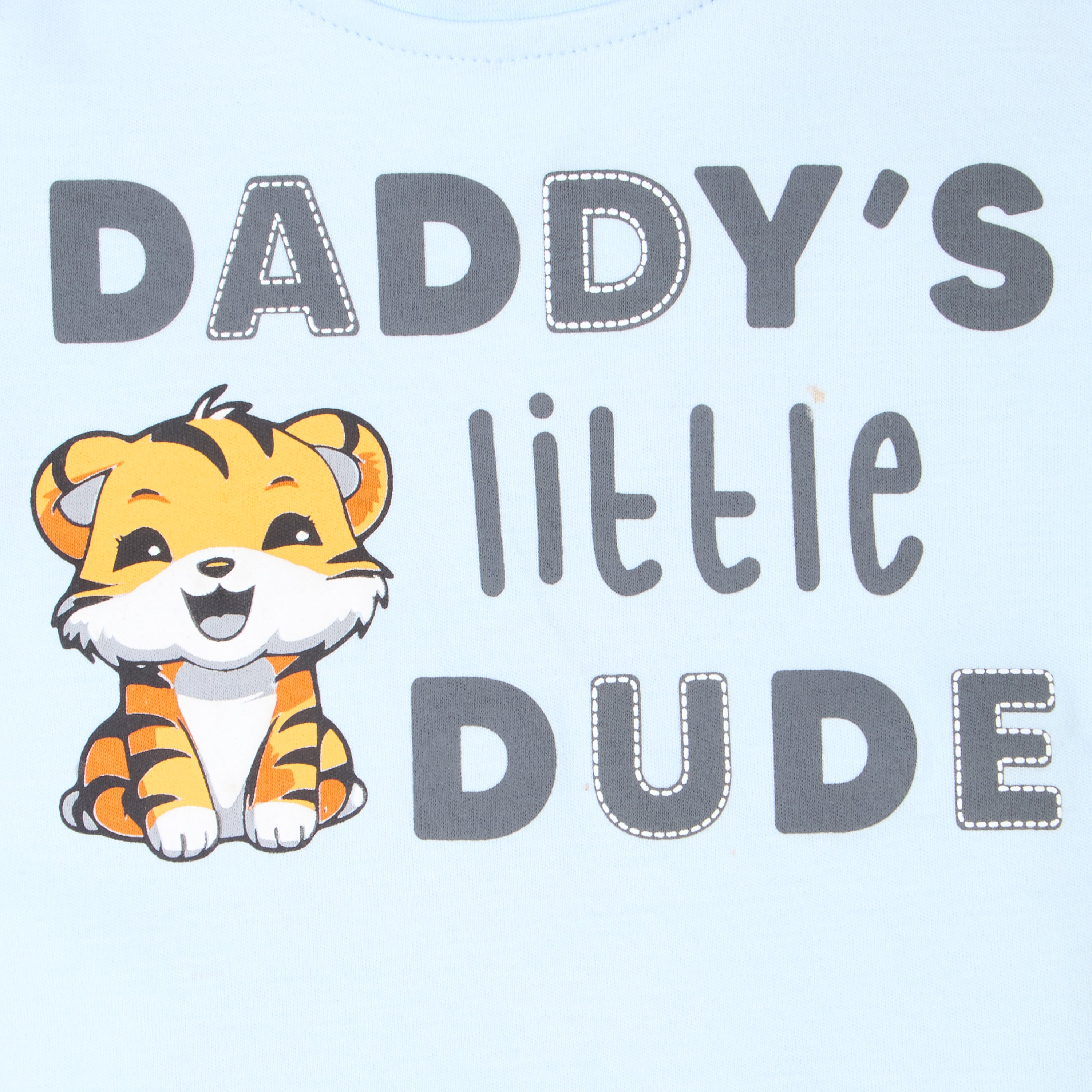 Puff Print Baby Boy Round Neck Tee with Shorts - Baby Blue