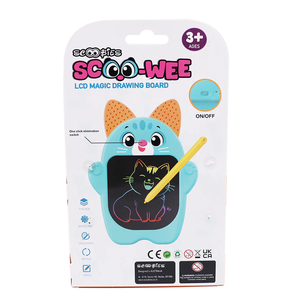 Scoo-Wee Cat Shaped Multi-Color Screen Doodle Pad With One-Click Erase