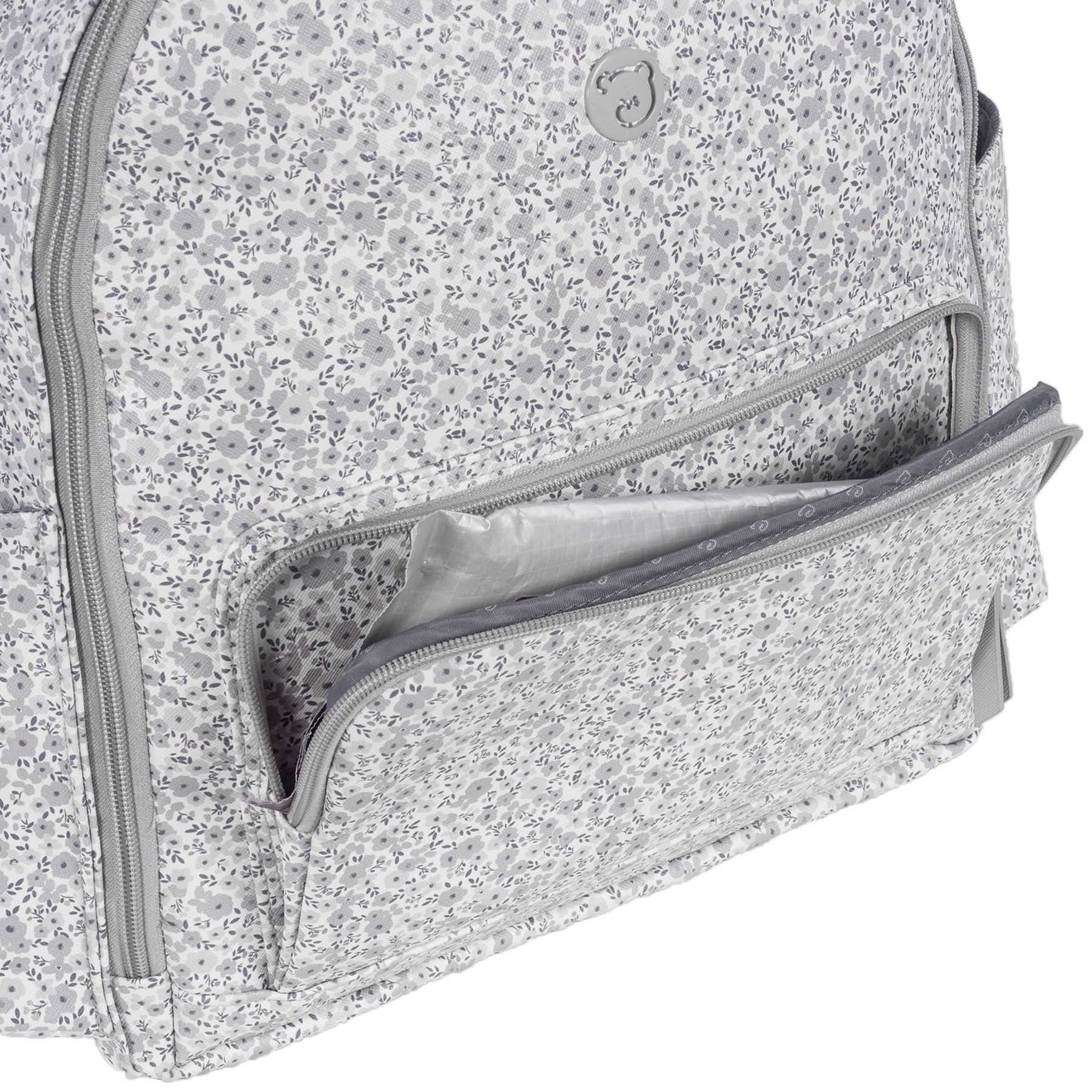 Pasito a Pasito Flower Mellow Grey Backpack Diaper Changing Bag