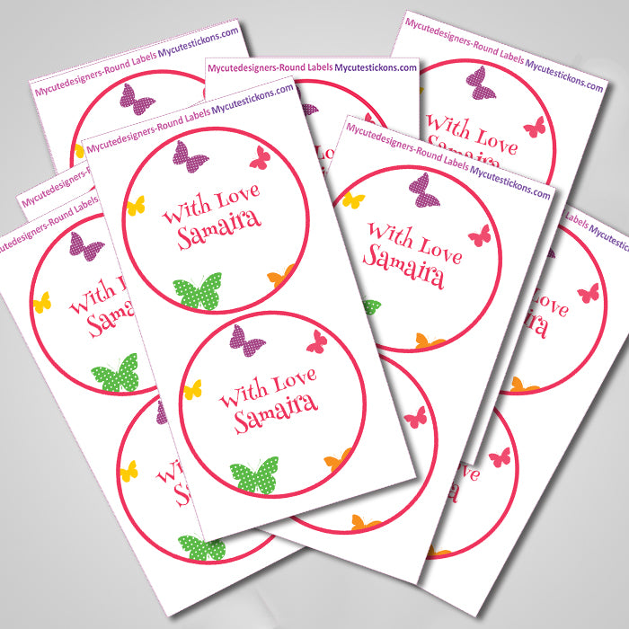 Personalised Gift Sticker - Colorful Butterfly - Set of 60