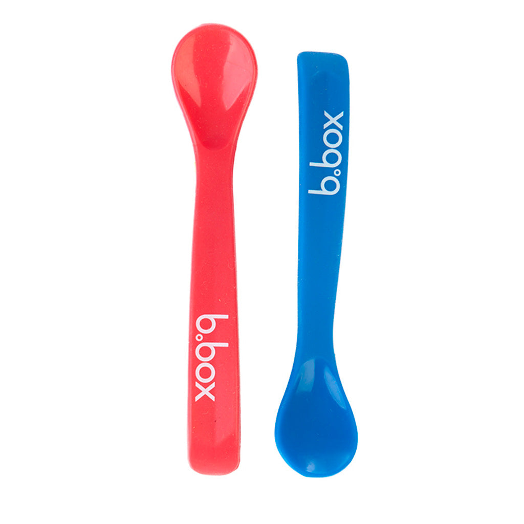 B.Box Baby Soft Bite Flexible Spoon Set Pack of 2 Red Blue