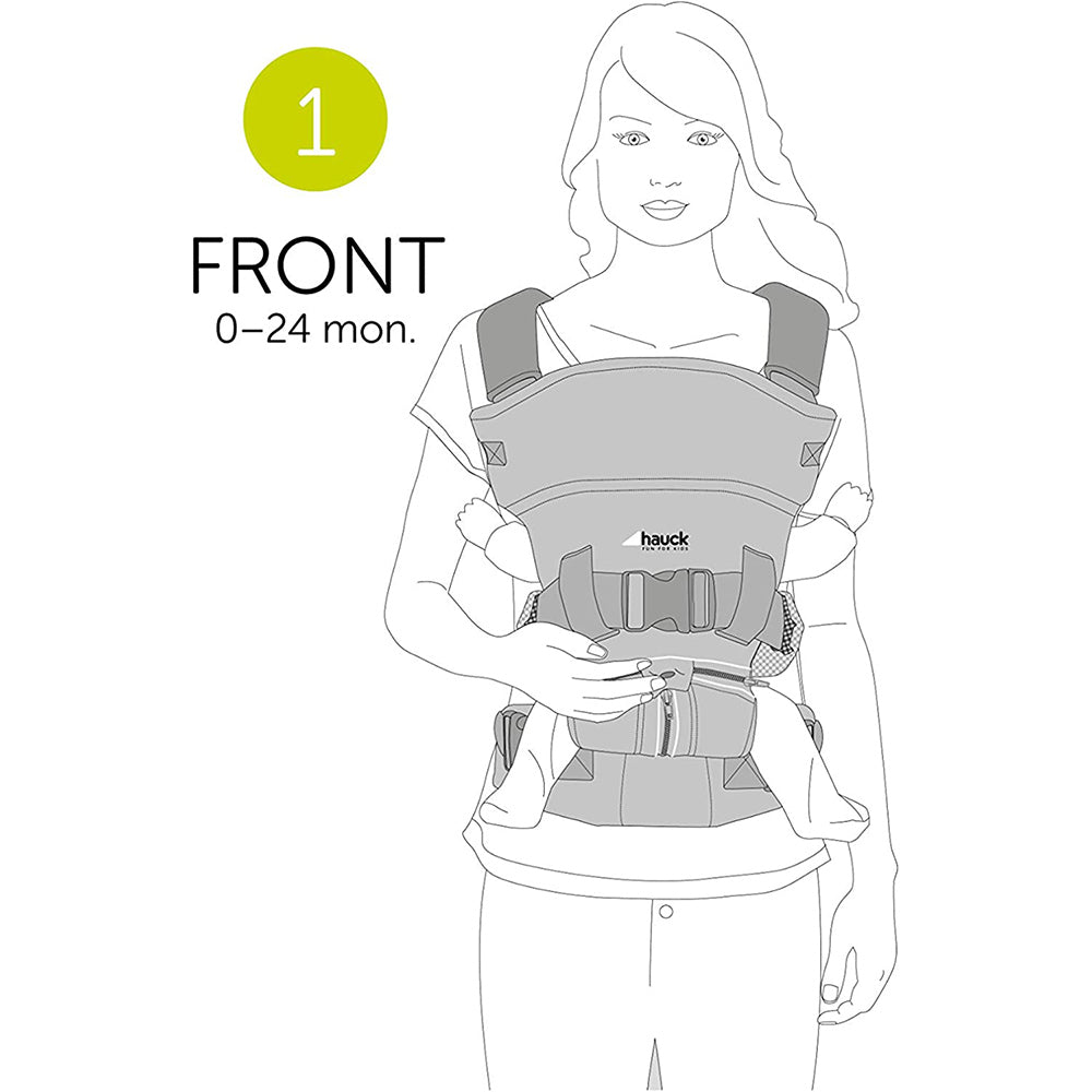 Hauck Close To Me Baby Carrier With 4 Carry Positions, Baby Carrier For 0 To 9 Months Baby, Breathable Skin-Friendly Premium Fabric, Adjustable Newborn To Toddler Carrier, Max weight Up to 12 Kgs (Black)