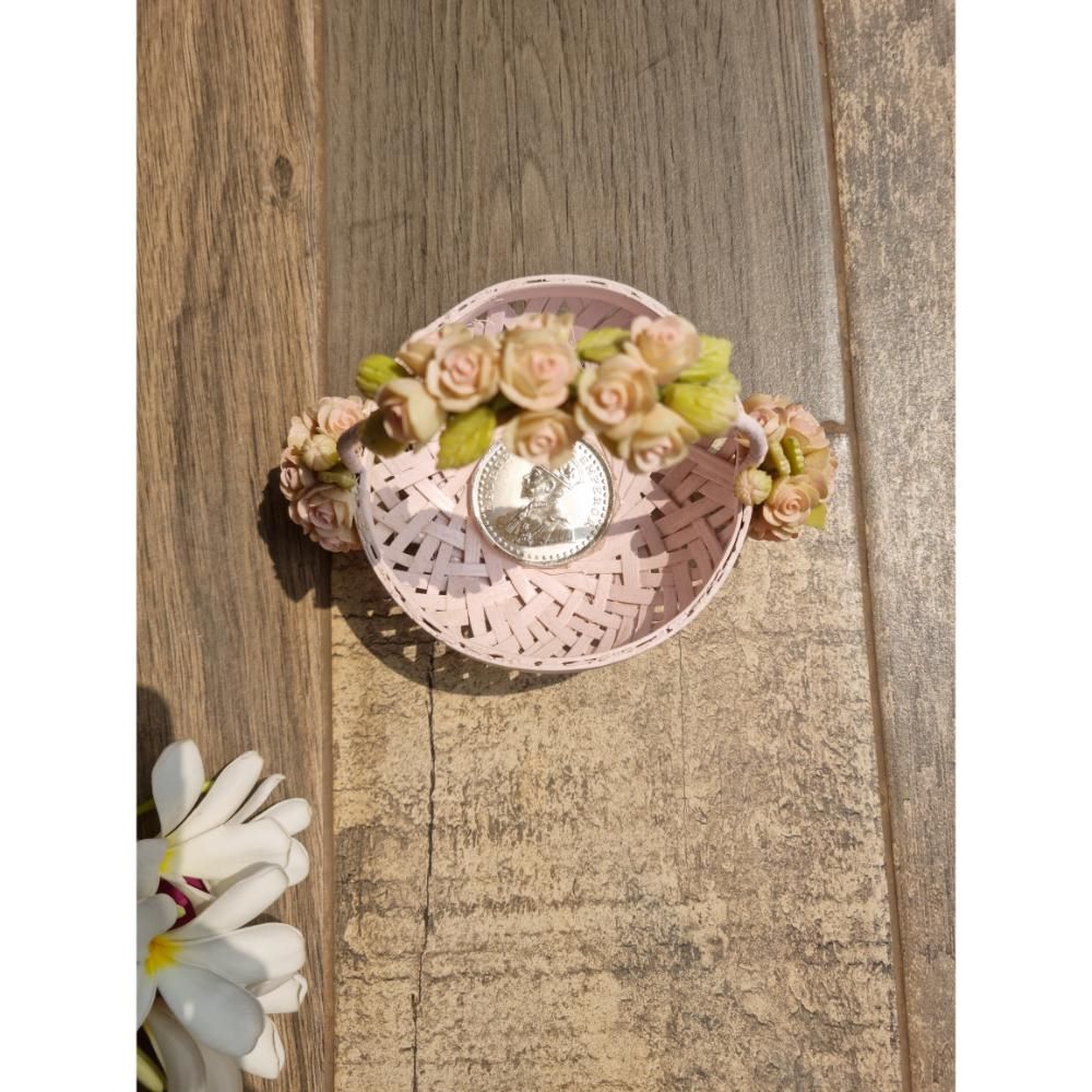Rosé-pink Cane Basket