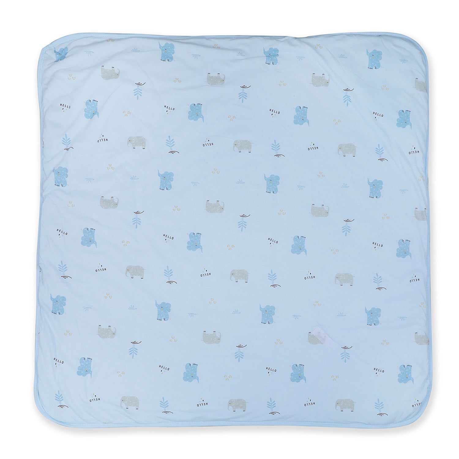 Baby Moo Hello Elephant 100 % Cotton Wrapper - Blue
