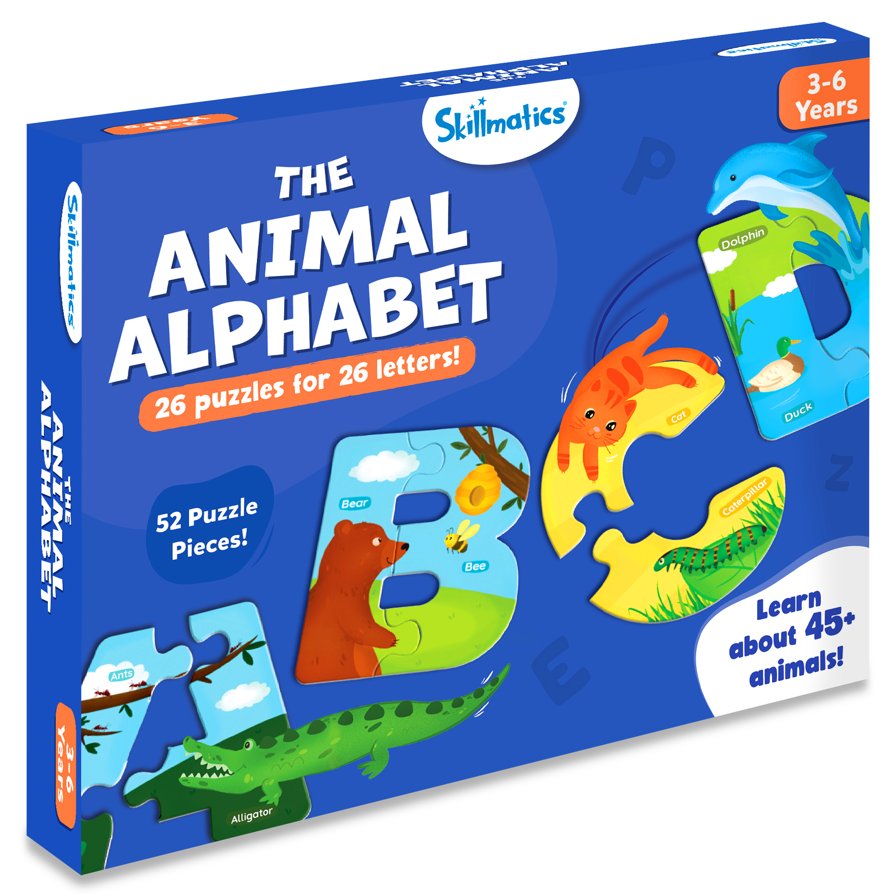 Skillmatics Puzzle : The Animal Alphabet | Fun & Educational 52 Piece Jigsaw Puzzle | Gifts for Ages 3 to 6