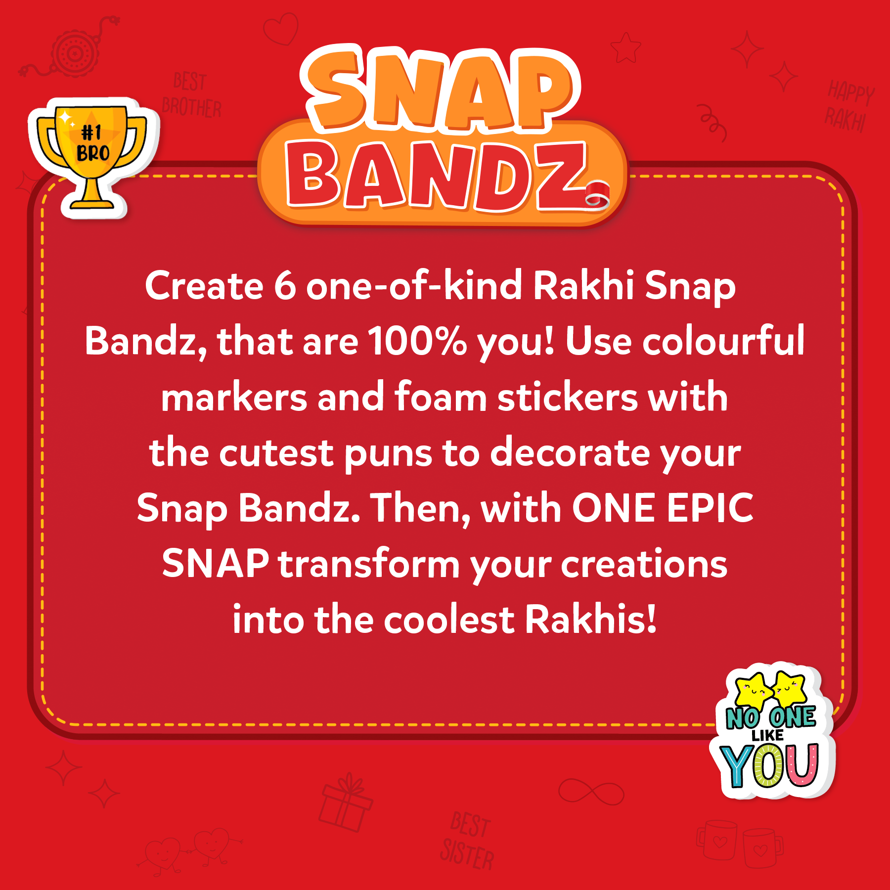 Skillmatics Craft Activity - Snap Bandz, Sibling Love, DIY Art & Craft Activity, Mess-Free, Creative Kit, 6 Bands (8.6"), Gifts for Kids Ages 4, 5, 6, 7, 8, 9, 10
