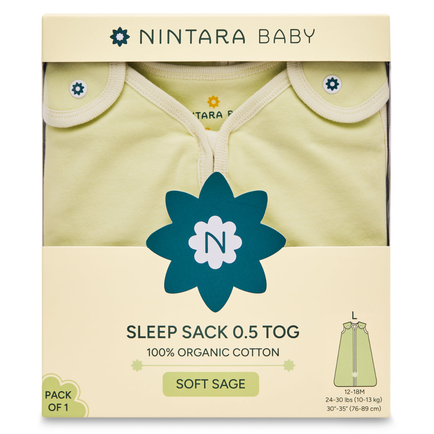 Nintara Baby 0.5 TOG Sleep Sack - Premium Organic Cotton, Lightweight Wearable Blanket for Newborns, Infants & Toddlers (0-24 Months), Unisex Baby Sleeping Bag, Gifts for Babies
