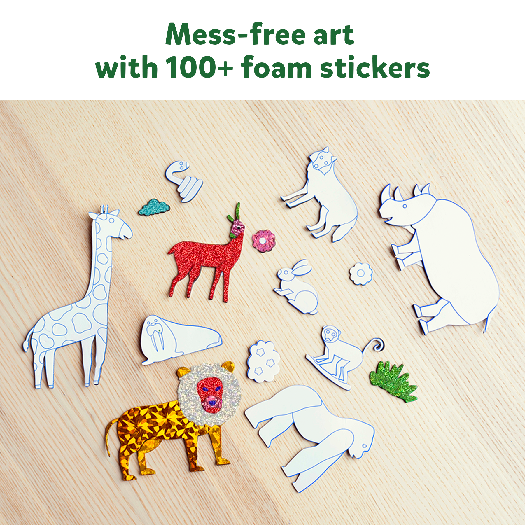 Skillmatics Art & Craft Activity - Foil Fun, No Mess Art, 10 Unique & Sparkly Animal Themed Pictures, Ages 4 to 9