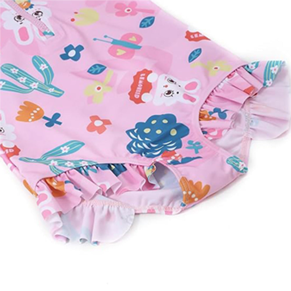 Pink Bunny Kids Swimwear with matching Swim Cap with UPF 50+