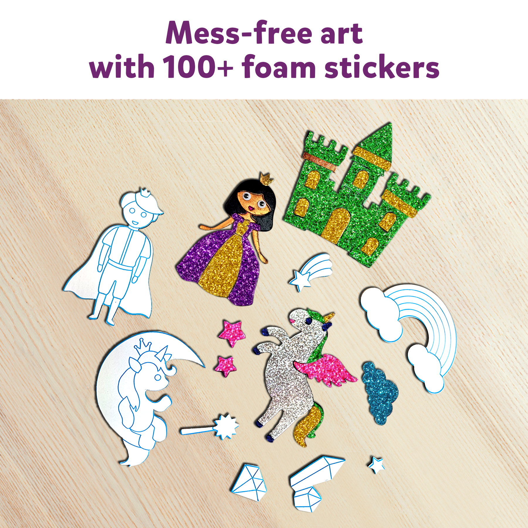 Skillmatics Art & Craft Activity - Foil Fun, No Mess Art, 10 Unique & Sparkly Unicorn & Princess Themed Pictures, Ages 4 To 9