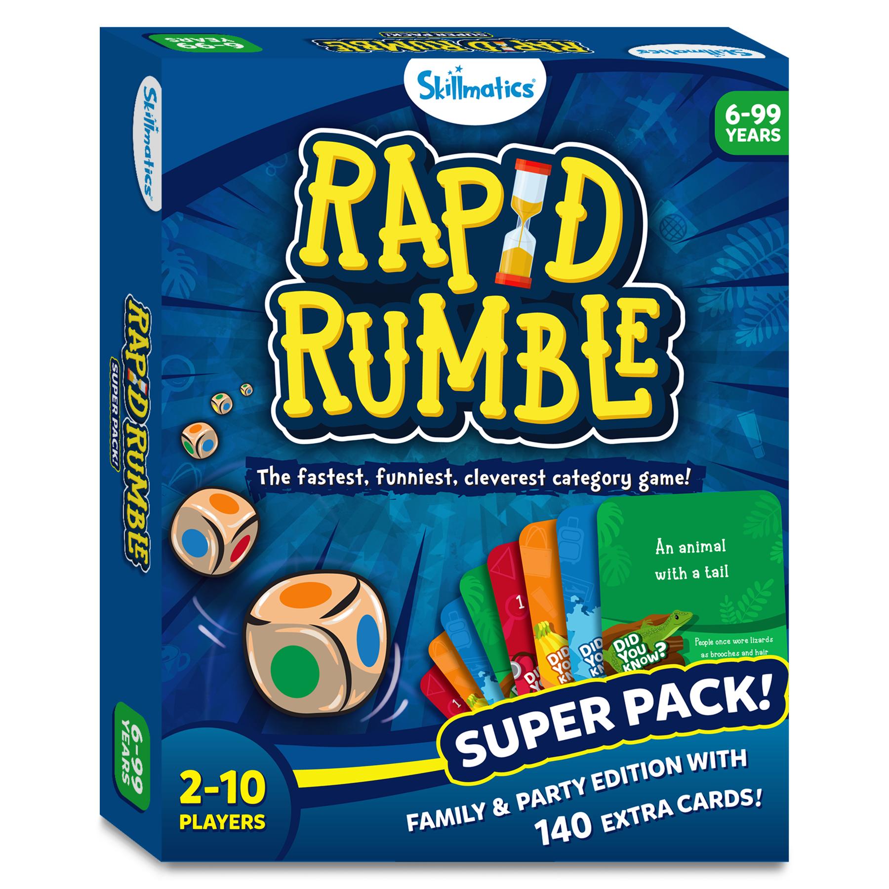 Skillmatics Board Game - Rapid Rumble Super Pack, Family & Party Edition with 140 Extra Cards