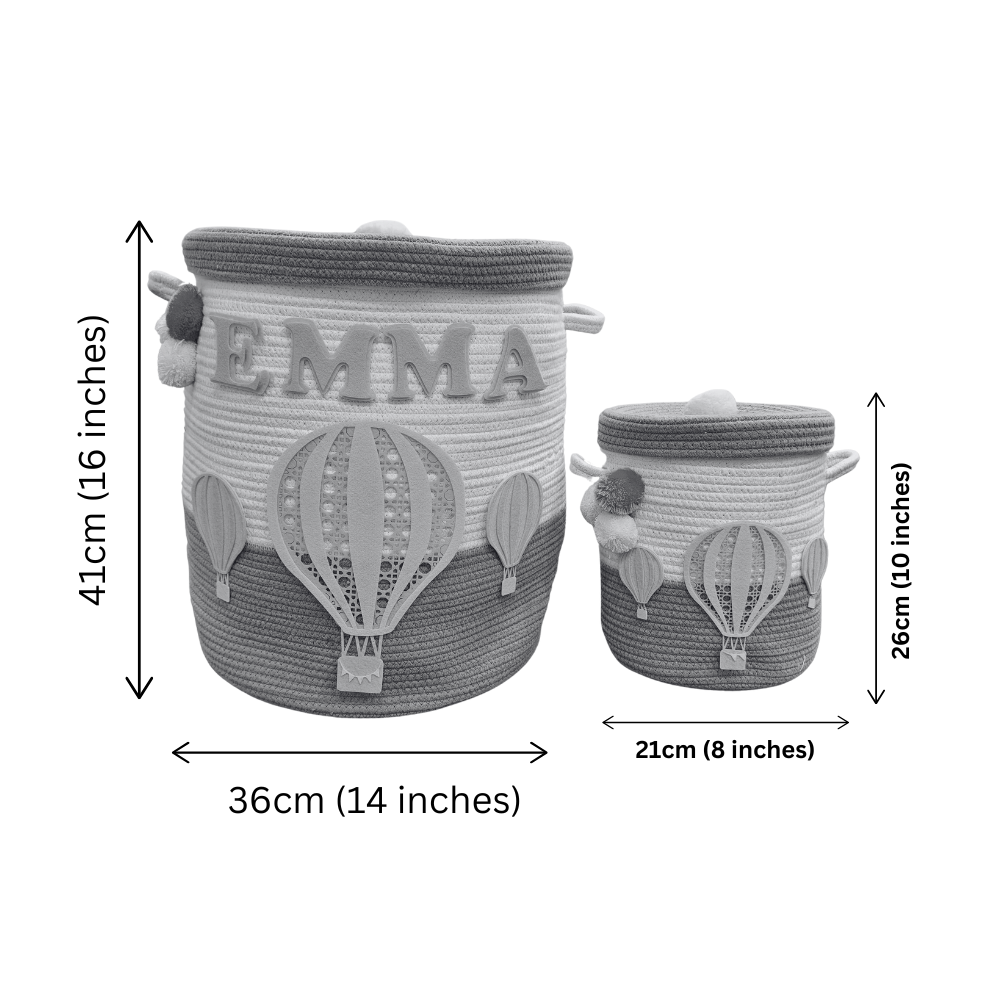 Jute Cotton Storage Basket with Lid - Smoky Safari
